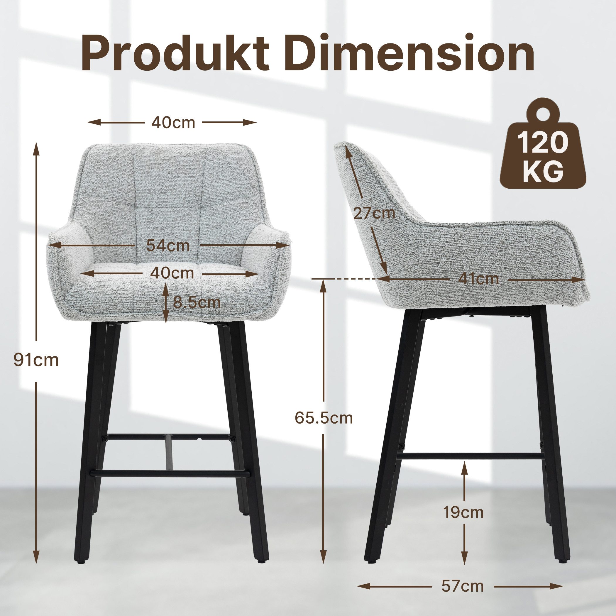 BRTHORY Barhocker 2er Set, höhenverstellbare Küchenhocker mit Rückenlehne ( günstig online kaufen
