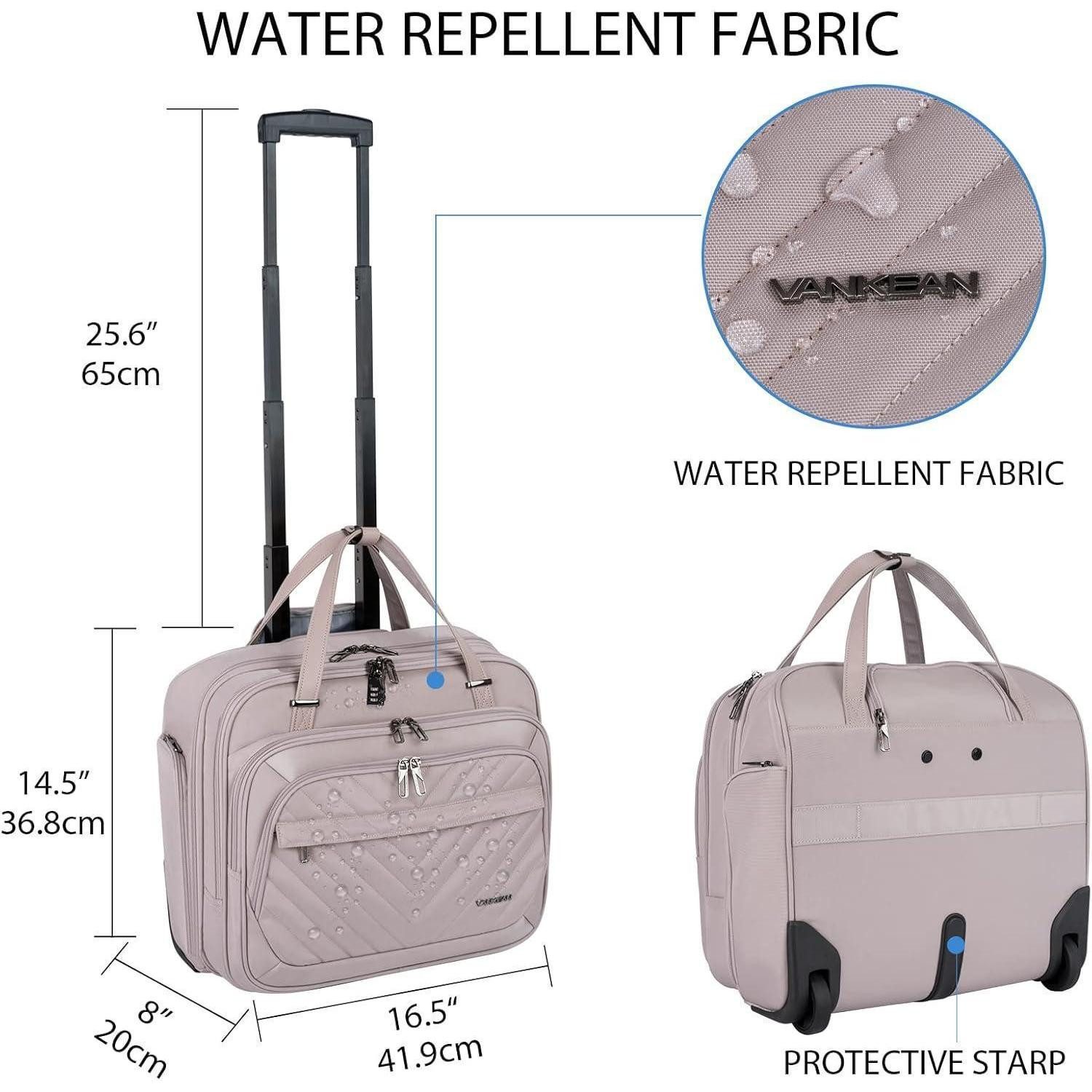 LuxusKollektion Laptoptasche Rollende Laptoptasche Frauen mit Rädern 15,6 Zoll Rosa RFID