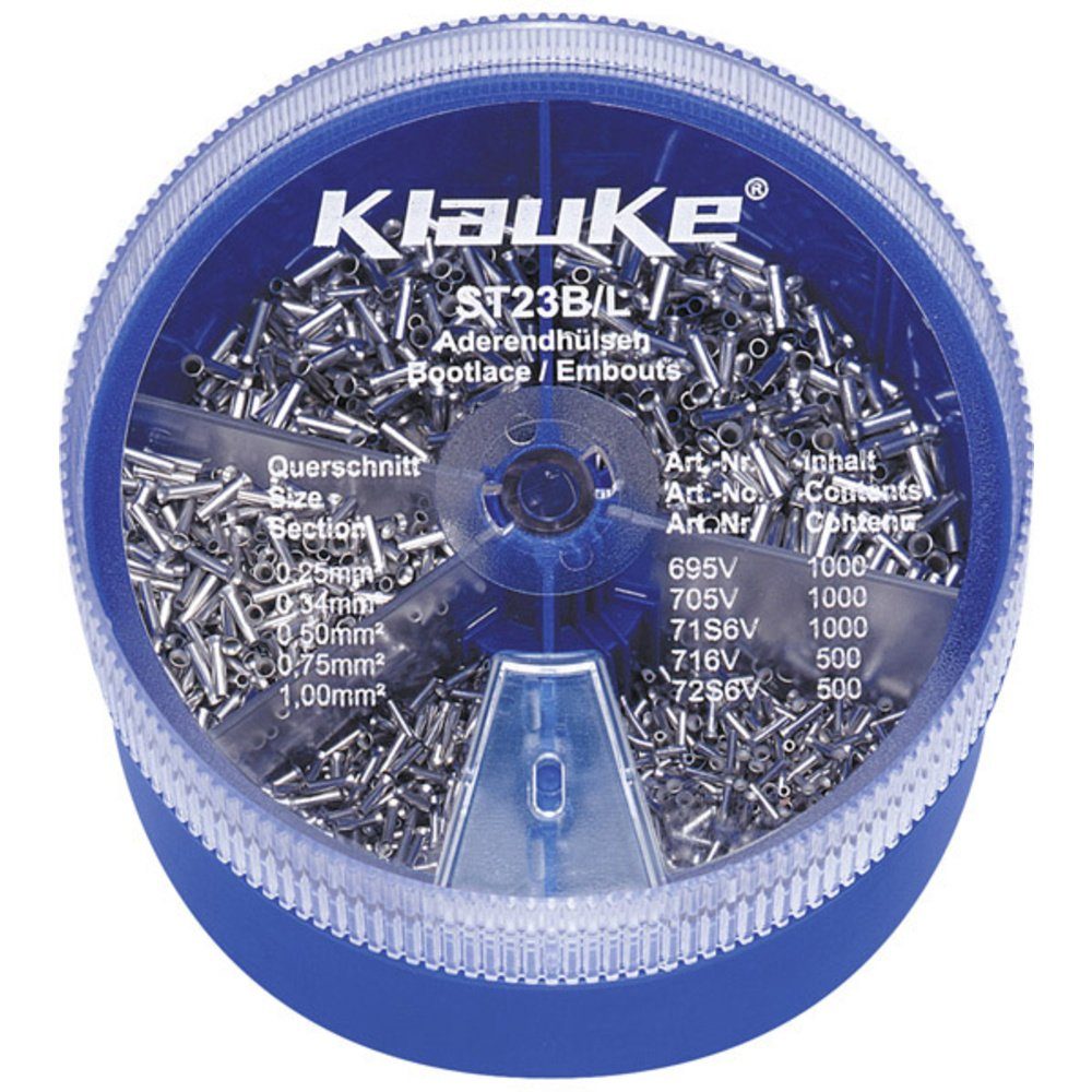 Klauke Ringkabelschuh Klauke ST23B Aderendhülsen-Sortiment 0.25 mm² 6 mm² Silber 4000 Teile, ST23B