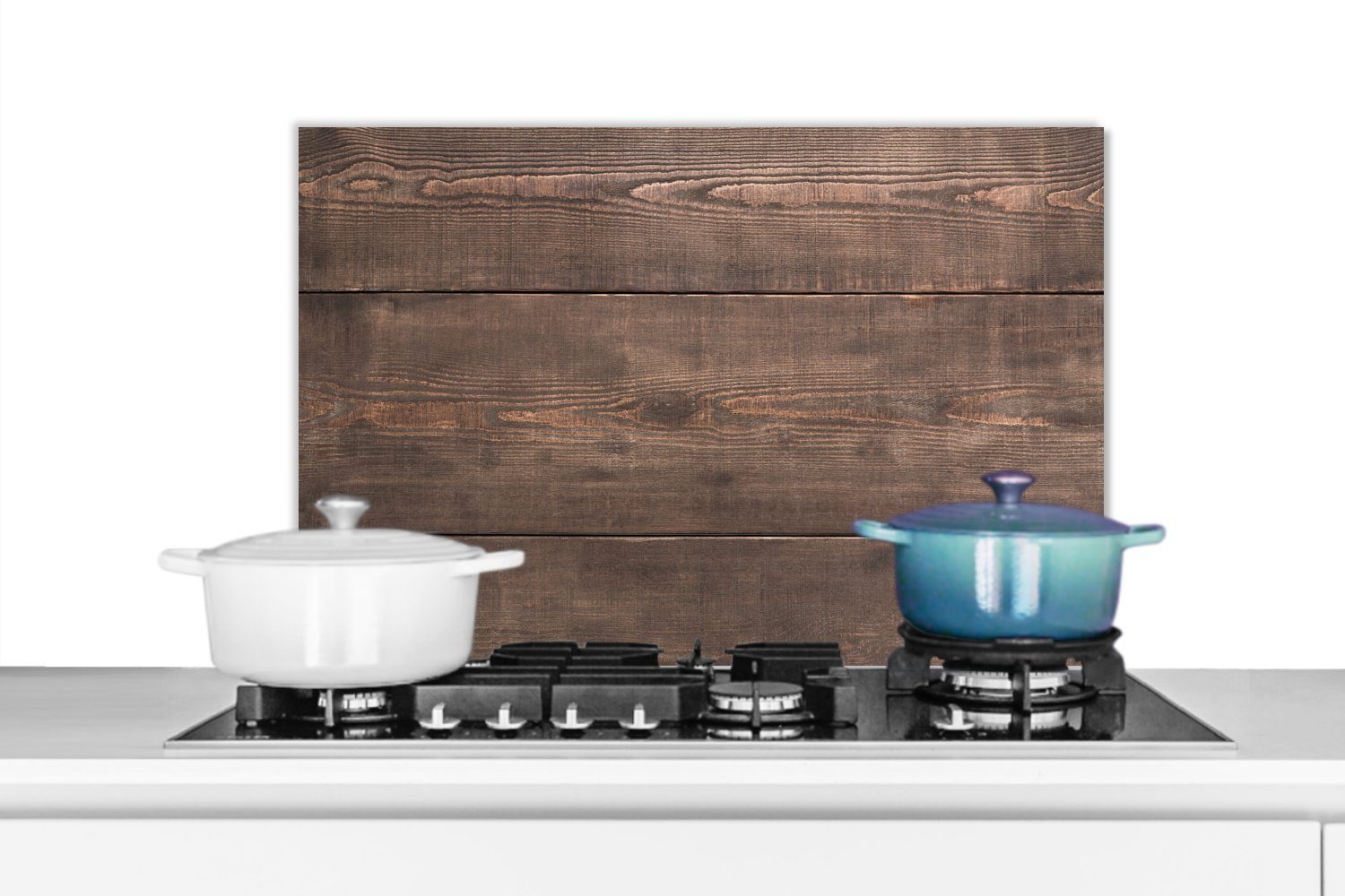 MuchoWow Küchenrückwand Nahaufnahme eines dunklen hölzernen Hintergrunds, (1-tlg), 60x40 cm, Herdblende aus Wandschutz, Temperaturbeständig küchen