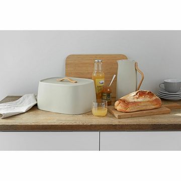 Stelton Brotkasten Emma Sand, Edelstahl pulverlackiert, Buchenholz lackiert