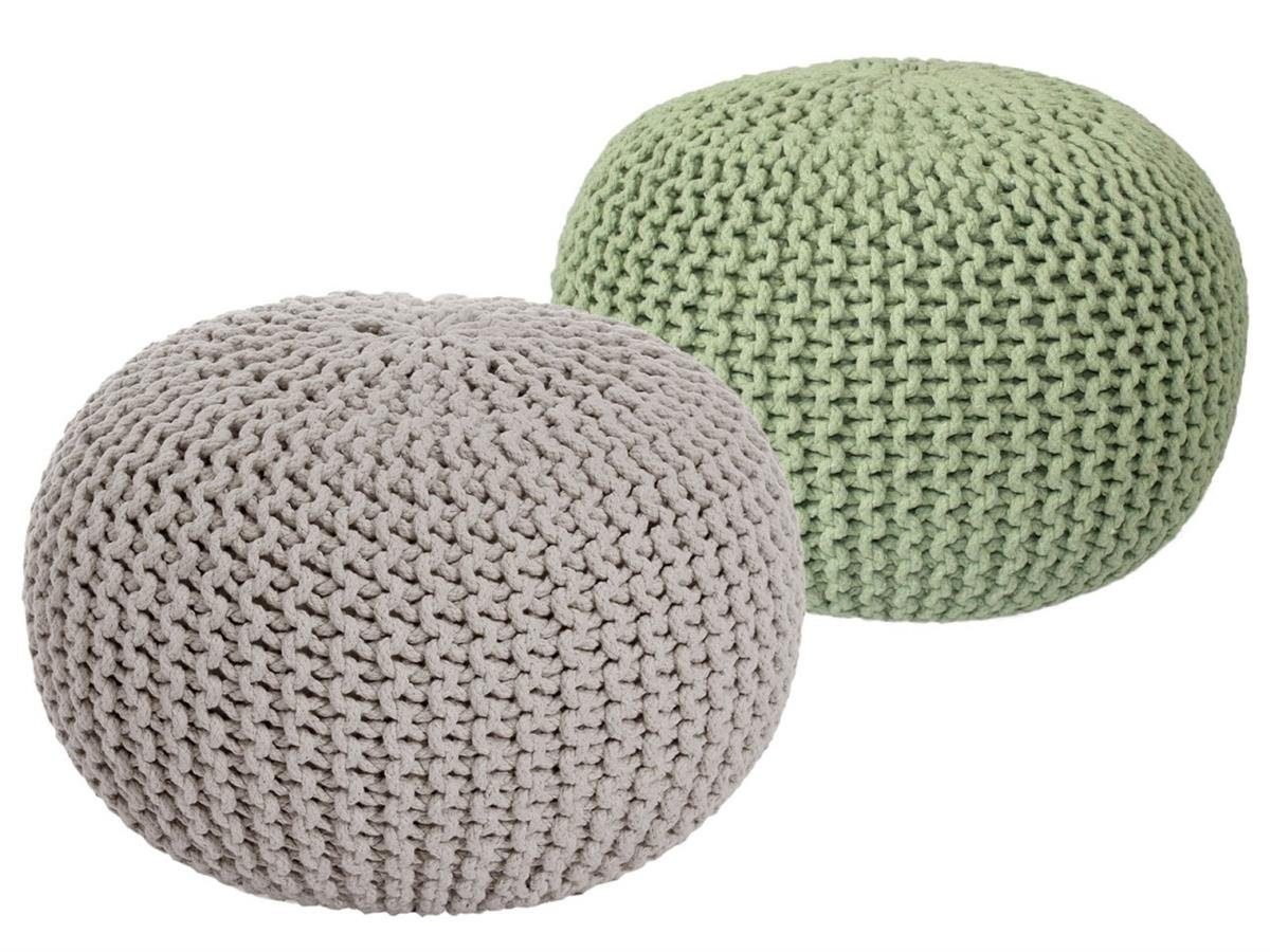 soma Sessel Soma Sitzhocker Pouf Hocker SET 2 Stück Grobstrick-Optik Ø 55 cm, H, Stuhl Sessel Sitzplatz Sitzmöbel