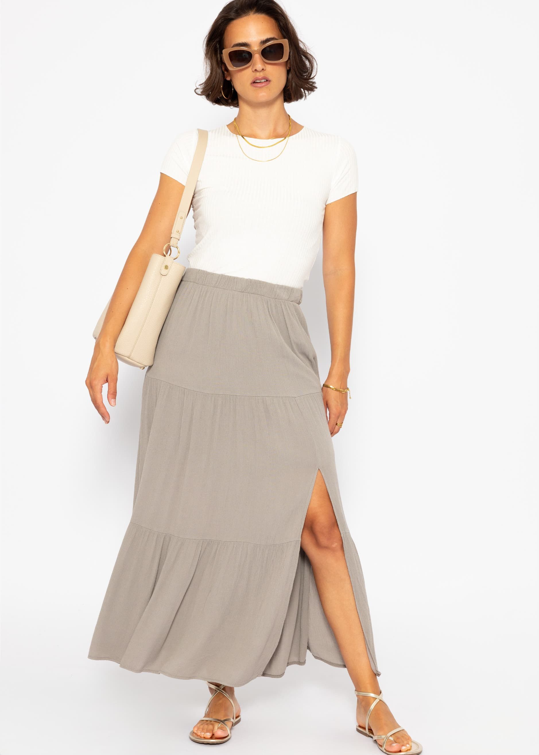 SASSYCLASSY Minirock Maxi Volants Rock mit Schlitz in Crinkle-Optik Lockere günstig online kaufen