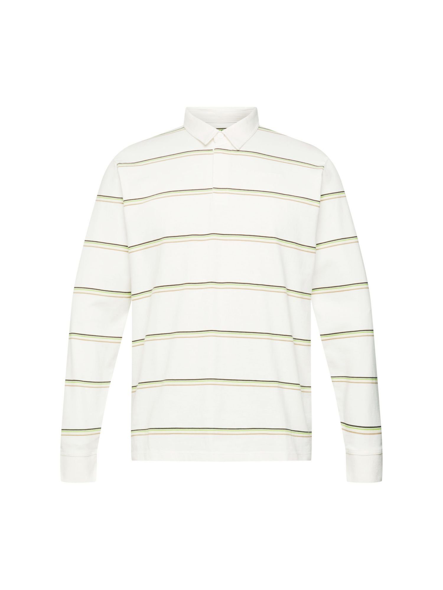 Esprit Langarm-Poloshirt Gestreiftes Polo-Longsleeve OFF WHITE