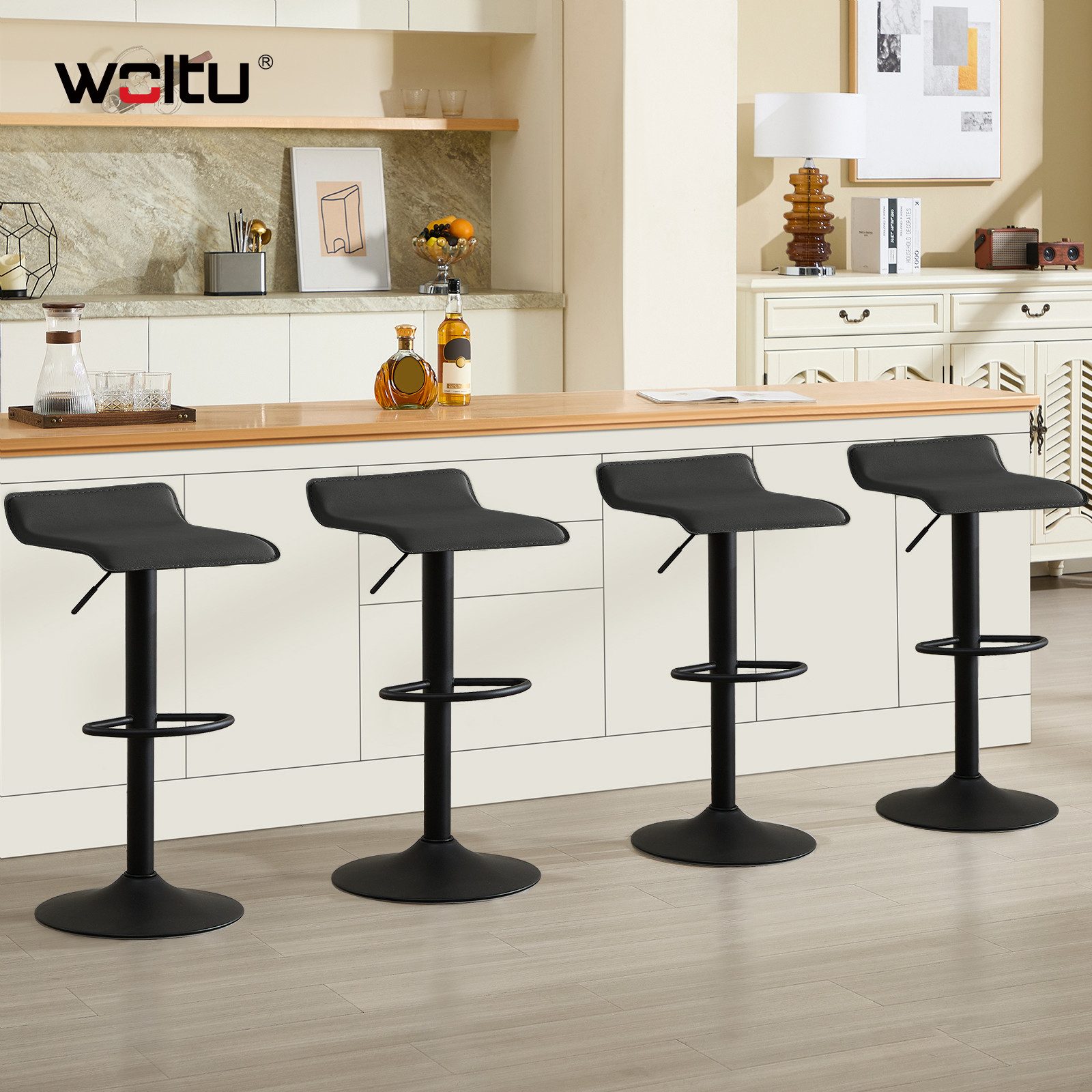 Woltu Barhocker (1 St), Design Hocker stufenlose Höhenverstellung Kunstlede günstig online kaufen