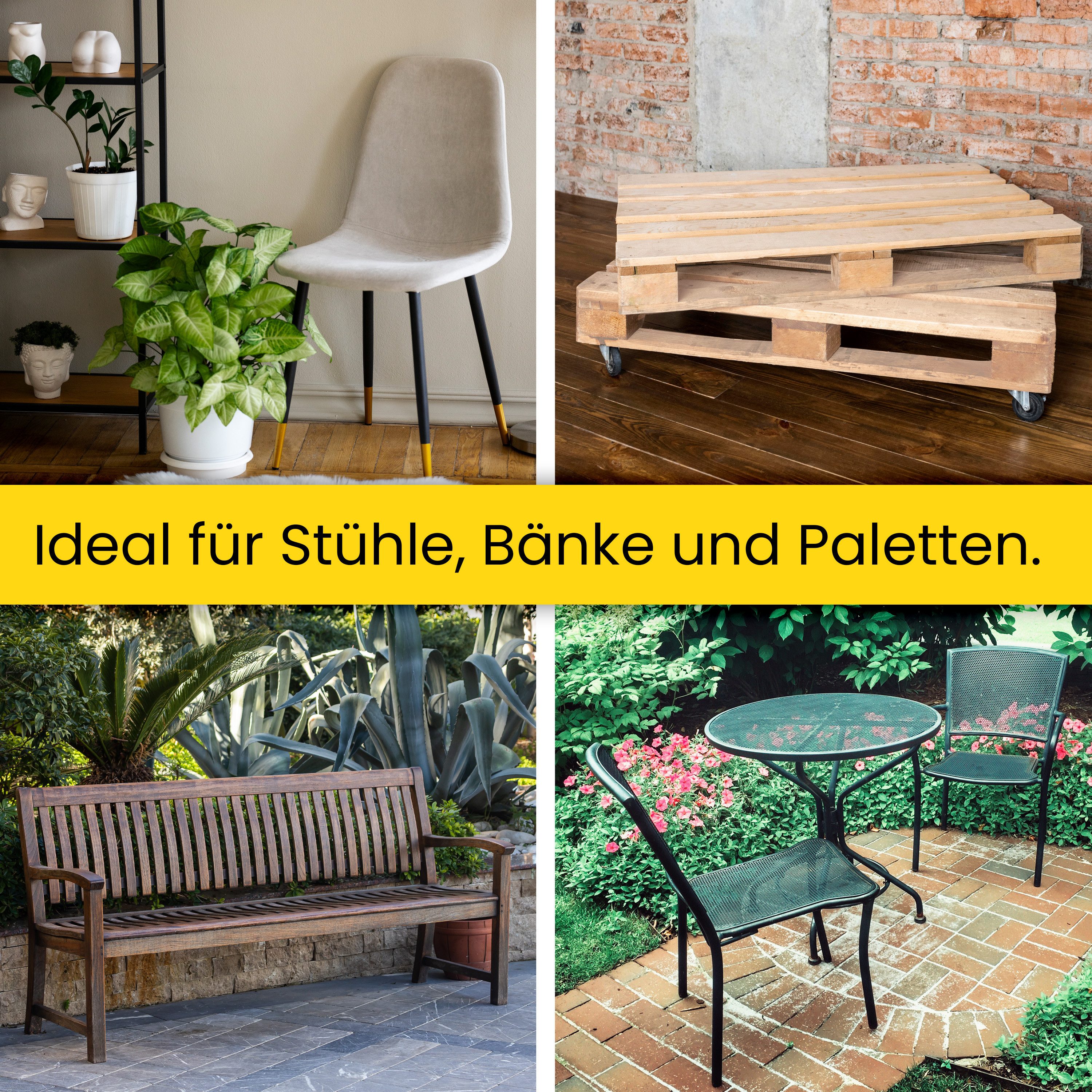 Amilian Stuhlkissen 40x40 mit Bändern - 4er Set Sitzkissen - Outdoor Indoor - Sitzauflage, waschbar
