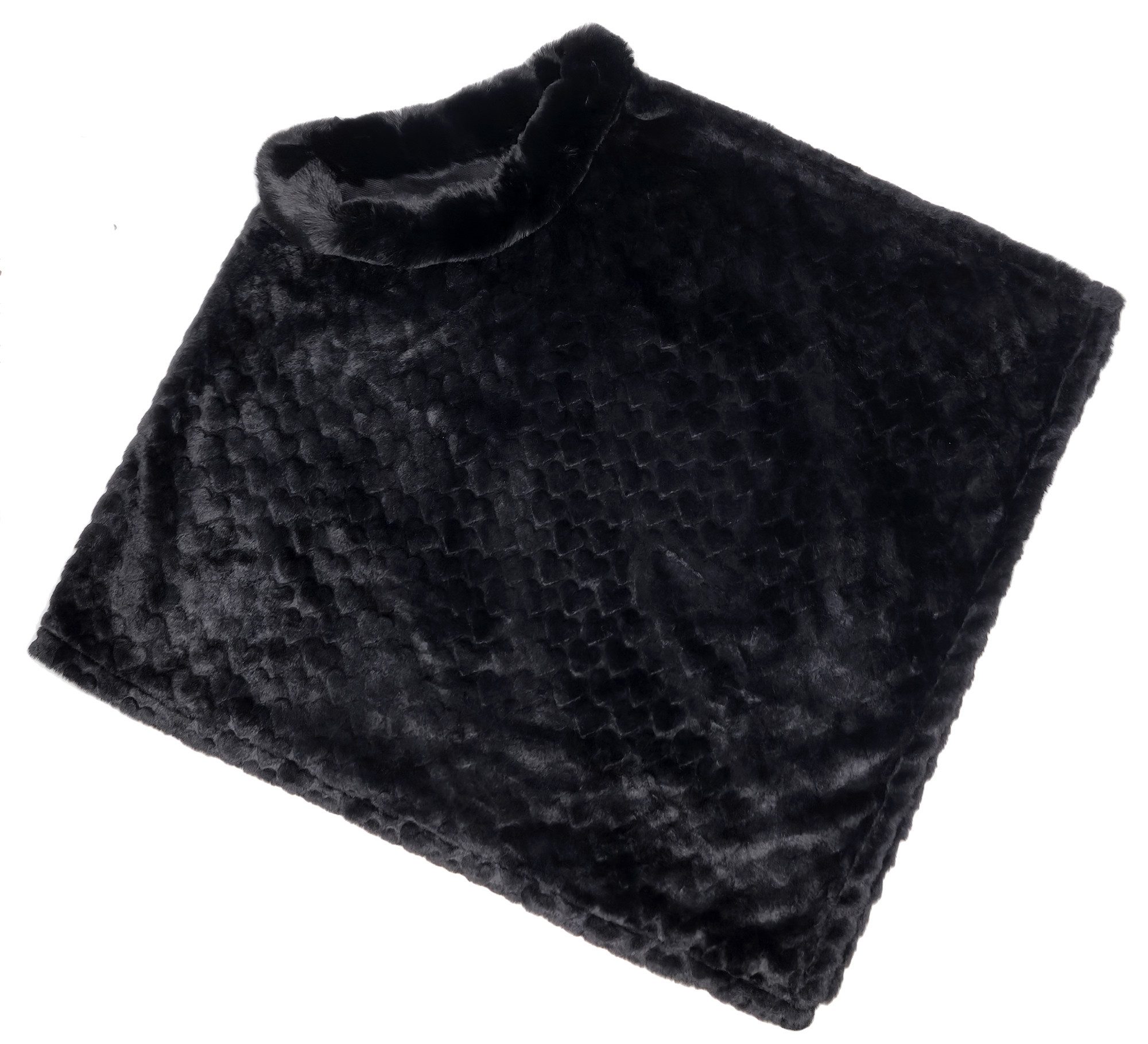 dy_mode Poncho Damen Kunstfell-Poncho Kuscheliger Umhang mit Herzchen-Muster in Unifarbe