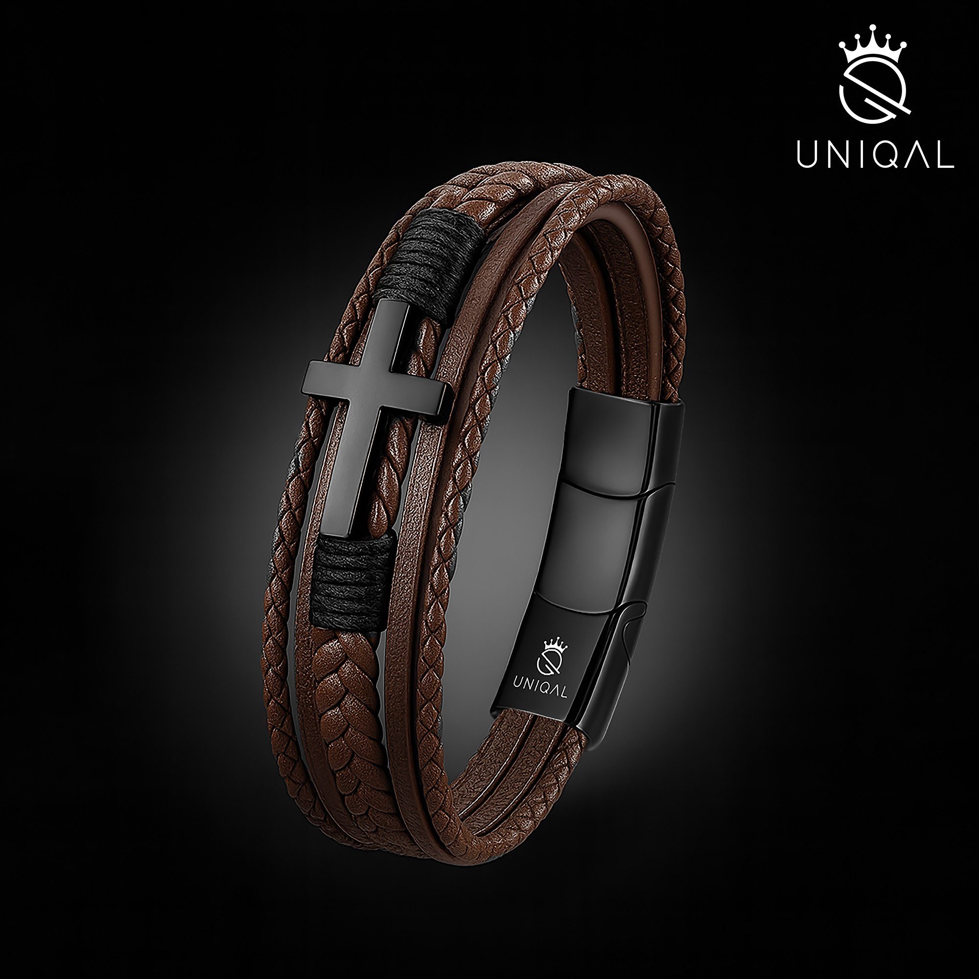 UNIQAL.de Lederarmband HEAVEN – Kreuzarmband aus Edelstahl, Symbol für Glau günstig online kaufen