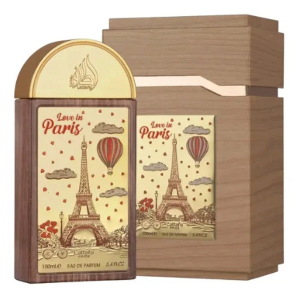 Lattafa Pride Duft-Set Love in Paris EDP – Orientalisch Blumig + Parfümzerstäuber (leer)