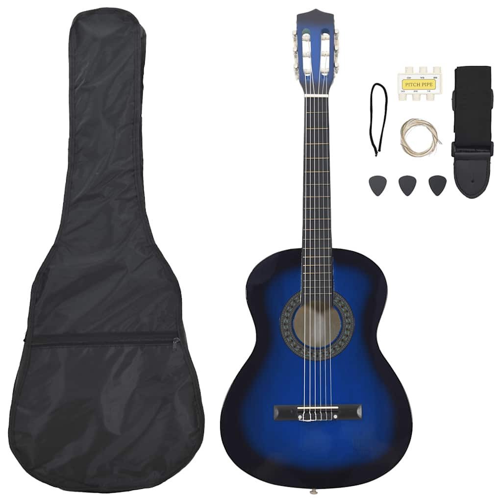 vidaXL Westerngitarre 8-tlg. Klassikgitarren-Set für Anfänger Blau 3/4 36"