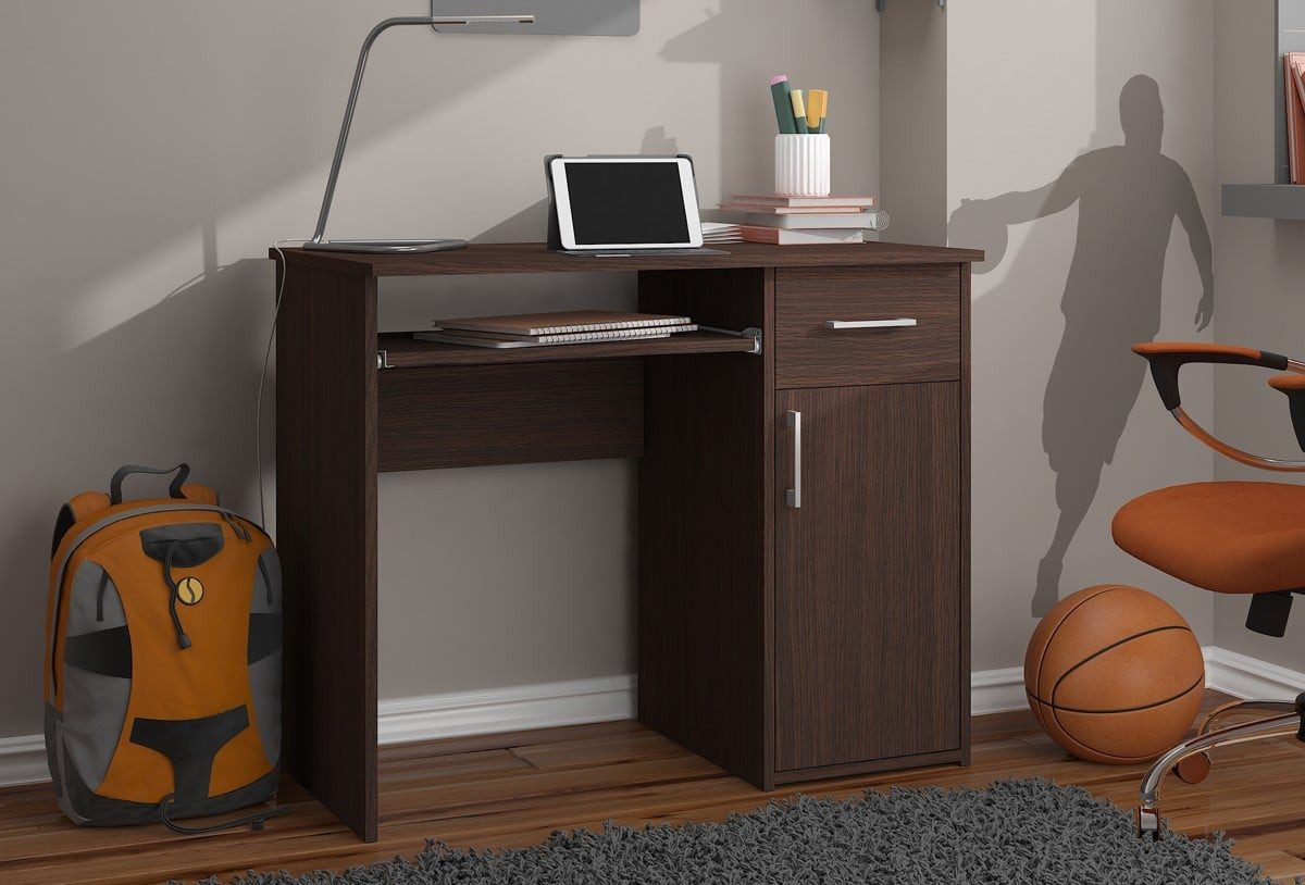 Raumhirsch Furniture Schreibtisch 90 cm Breite - Computertisch 90 cm Breite - Optimale Arbeitsfläche, Hochwertiges Laminat, Stauraum, elegantes Design, Selbstmontage