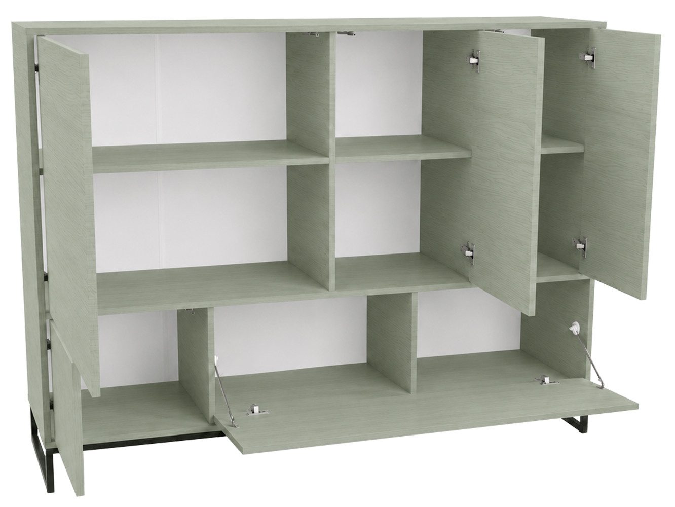Beautysofa Kommode GIANA – elegante grifflos mit 5 Türen push‑to‑open (erhältlich in Sandbeige oder Flaschengrün), Breite: 160 cm – Bild 5 von 5