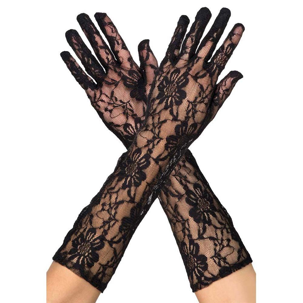 Boland Kostüm Handschuhe Spitze lang schwarz