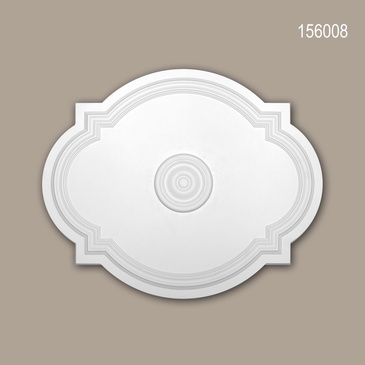 Profhome Decken-Rosette 156008 (Rosette, 1 St., Deckenrosette, Medallion, Stuckrosette, Deckenelement, Zierelement, 54 x 44 cm), weiß, vorgrundiert, Stil: Jugendstil