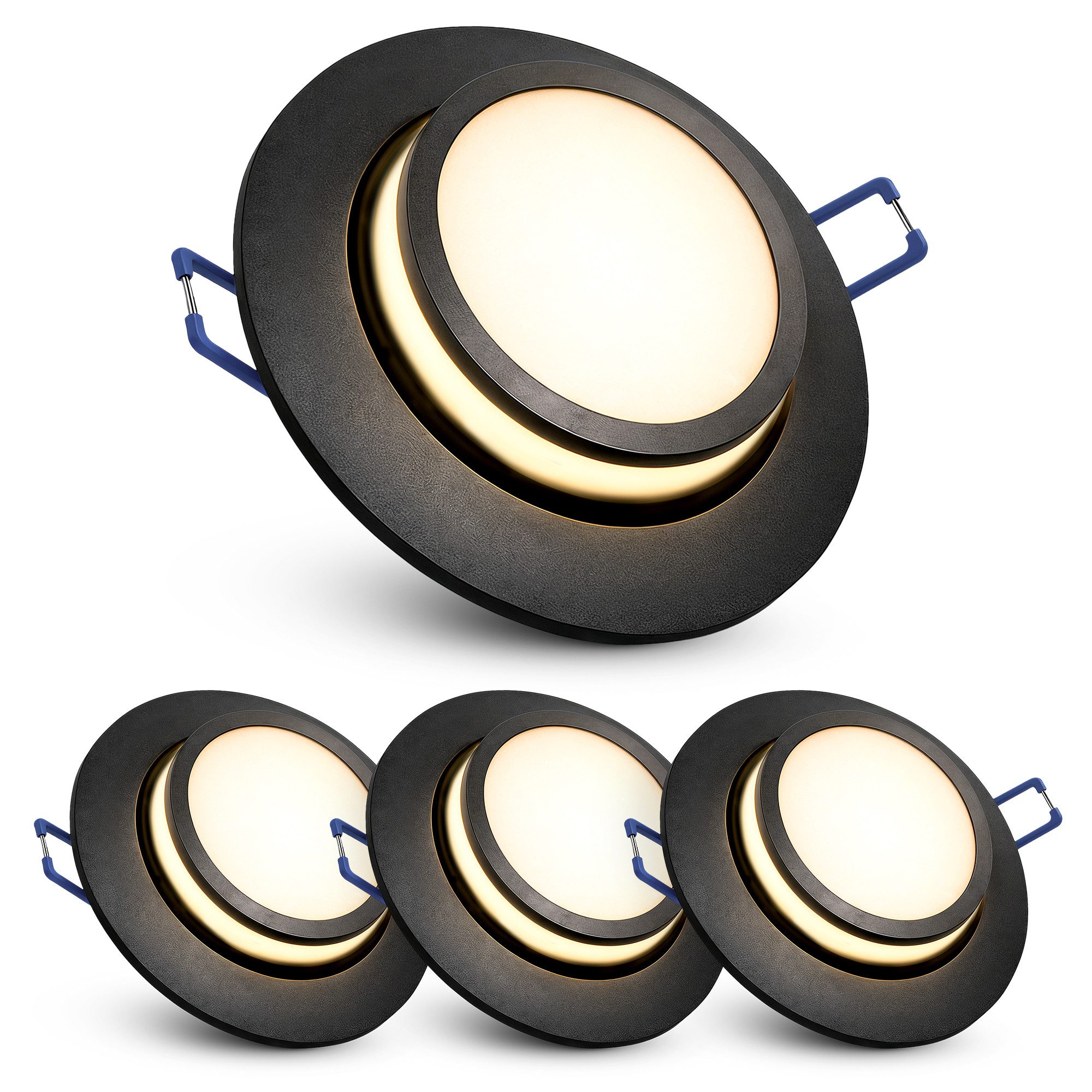 SSC-LUXon LED Einbaustrahler LAGO Deckenlampe schwarz schwenkbar inkl. LED 2W Modul warmweiß 230V, Warmweiß