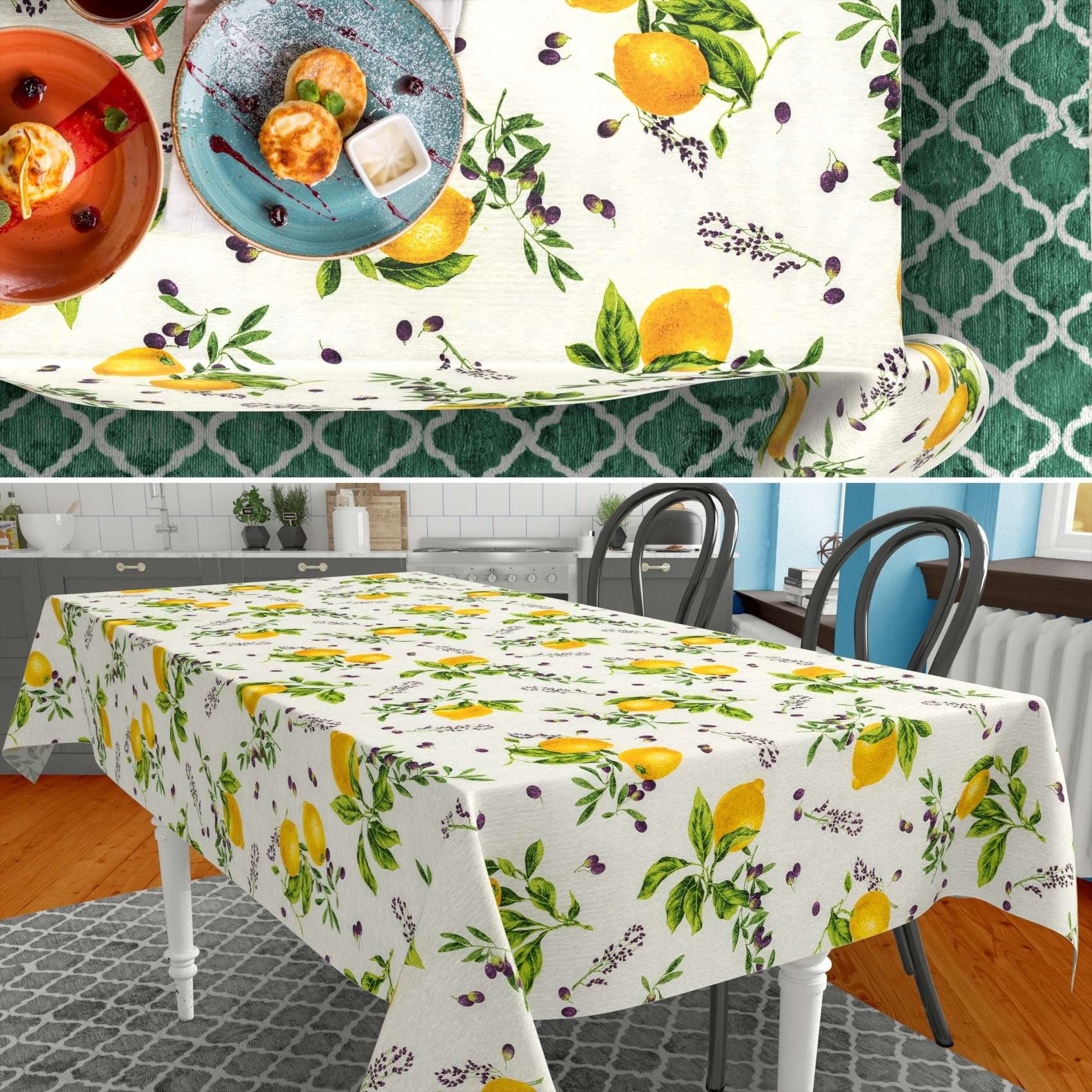 ANRO Tischdecke mit Tee und Kaffee aus Textil Tischtuch mit Beschichtung Tischwäsche (Einzelstück 1-tlg), auch als Gartentischdecke - mit Schutzschicht – Bild 2 von 5