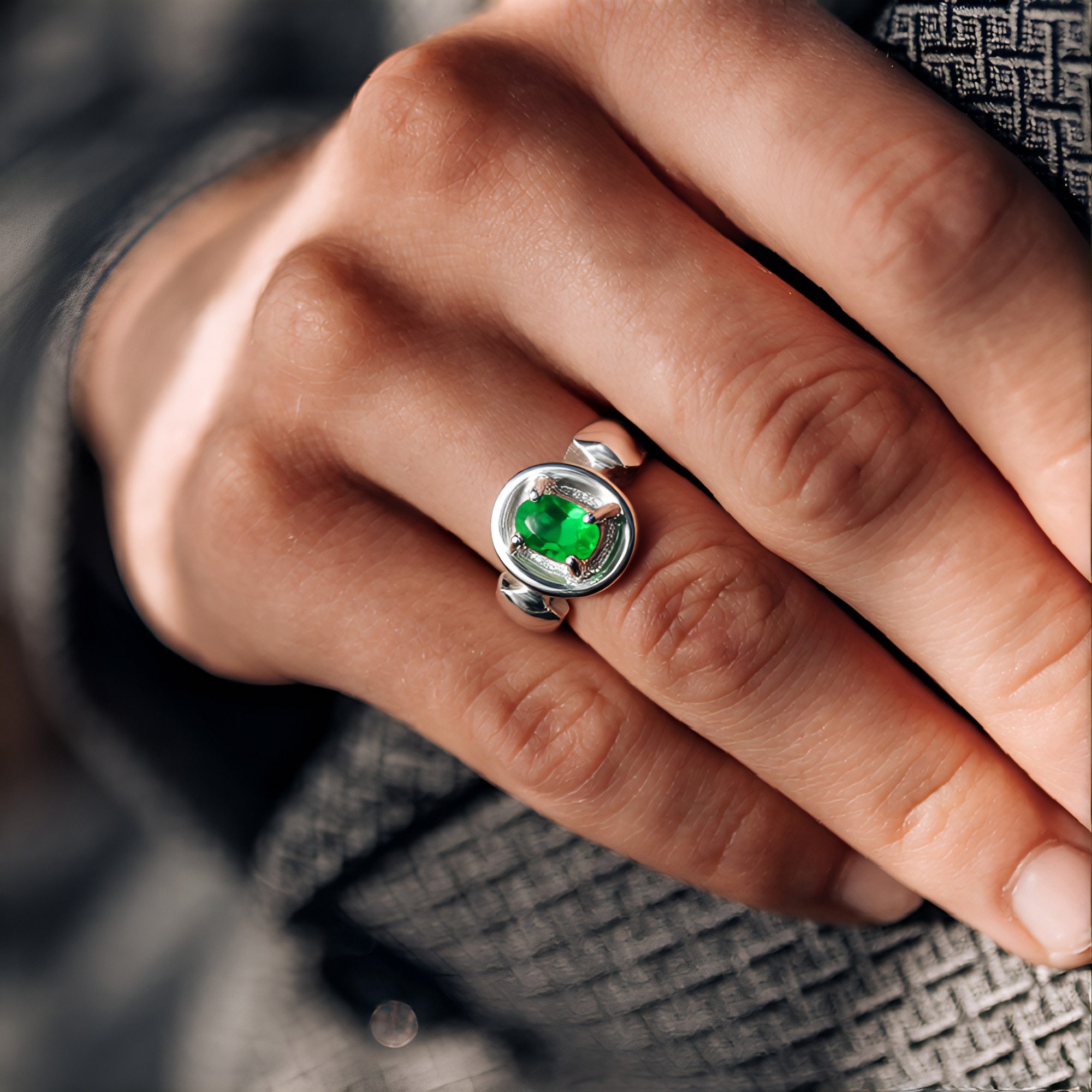 Cavill Solitärring Ring aus Sterlingsilber mit 0,39 ct Chrysopras, ovaler Cabochon (1-tlg)