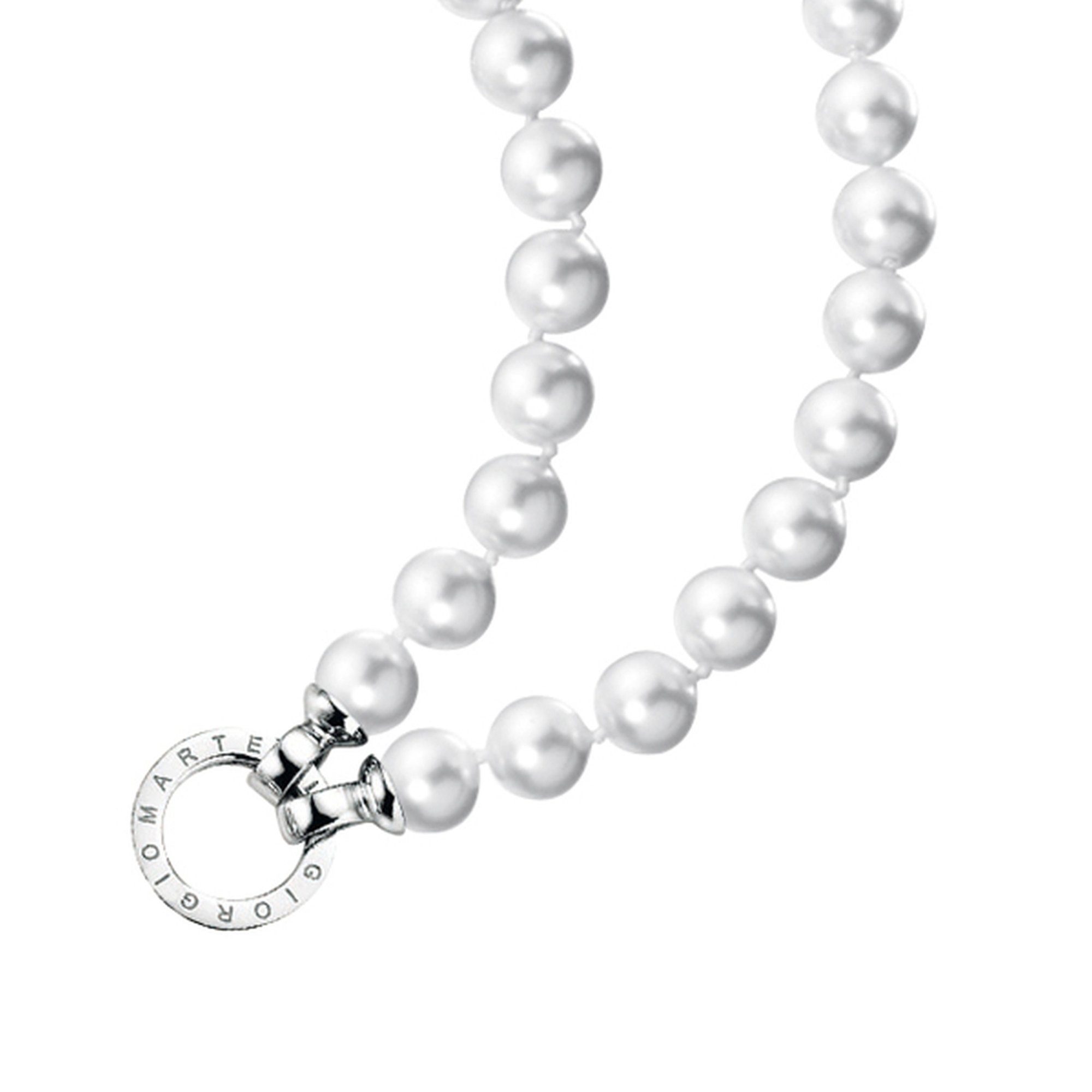 Perlenkette Sterling Perlen, 925 rhodiniert Silber GIORGIO Muschelkern Silber 925, MILANO Ringverschluss, MARTELLO