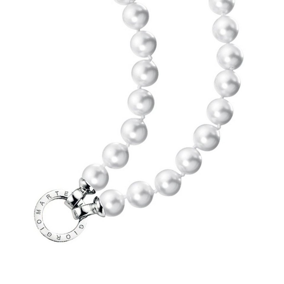 GIORGIO MARTELLO MILANO Perlenkette Muschelkern Perlen, Ringverschluss, Silber  925, 925 Sterling Silber rhodiniert
