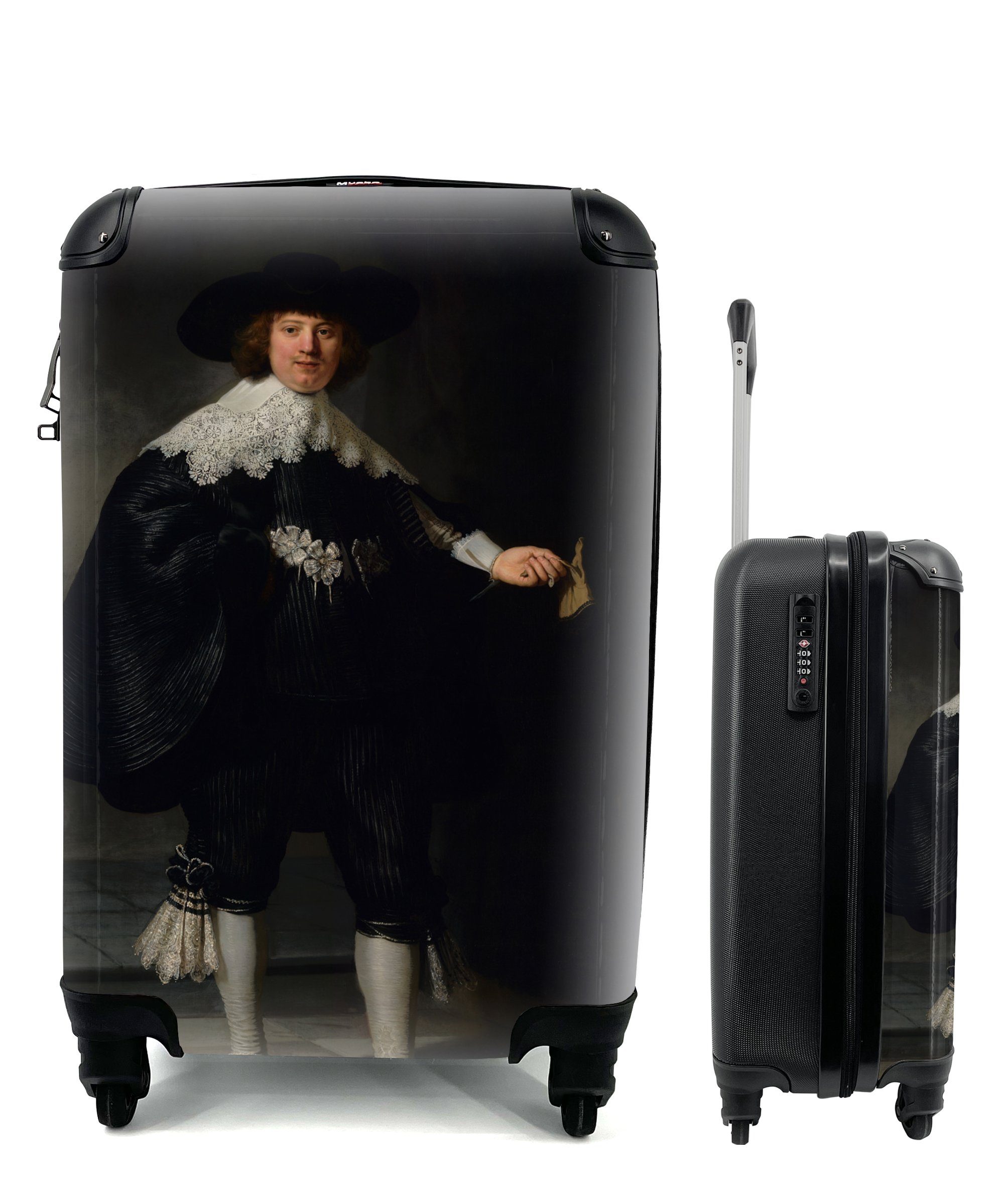 MuchoWow Handgepäckkoffer Das Hochzeitsbildnis von Marten Soolmans - Rembrandt van Rijn, 4 Rollen, Reisetasche mit rollen, Handgepäck für Ferien, Trolley, Reisekoffer