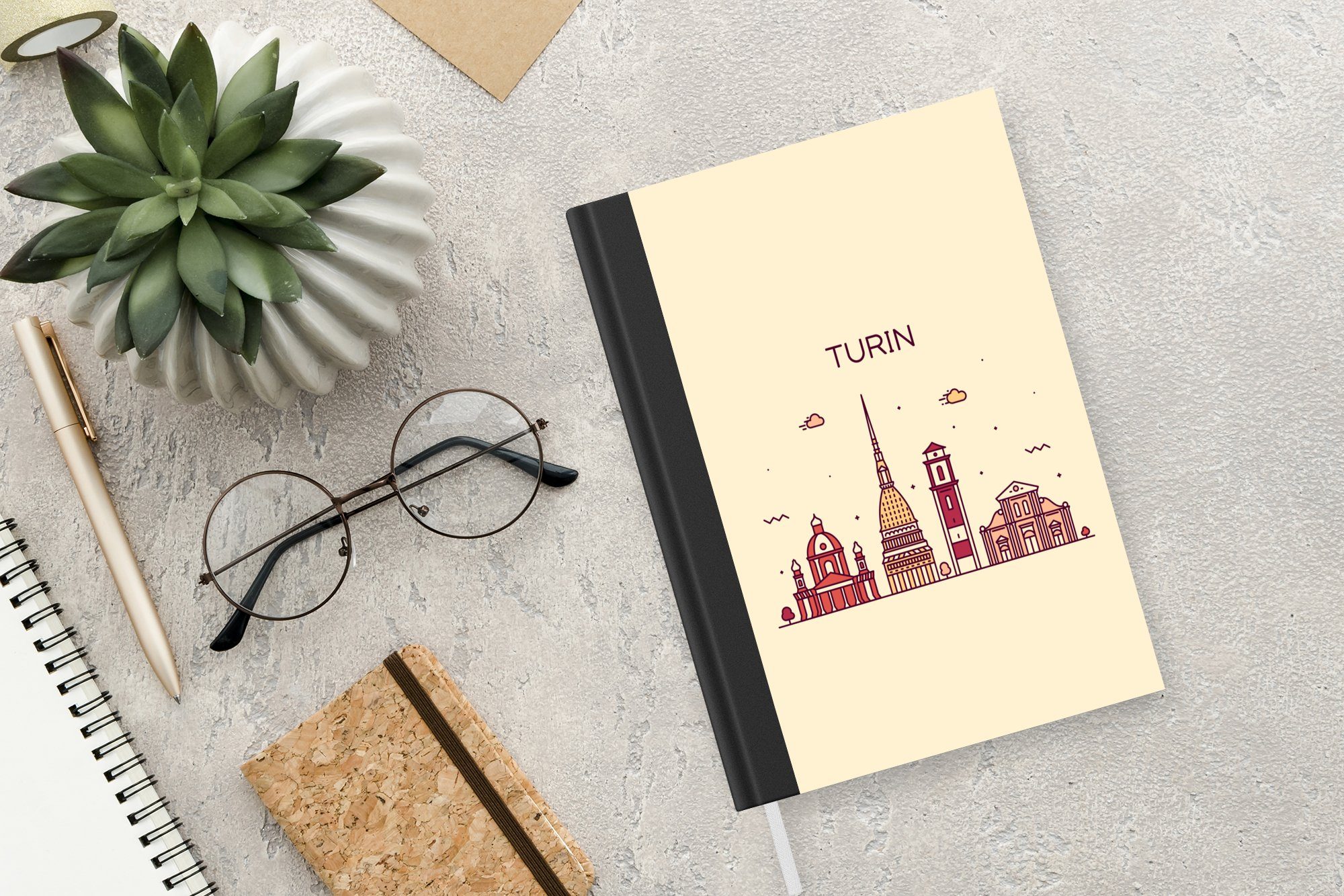 Tagebuch, MuchoWow Turin Skyline, 98 Seiten, Notizheft, - Italien Journal, Merkzettel, Notizbuch Haushaltsbuch A5, -