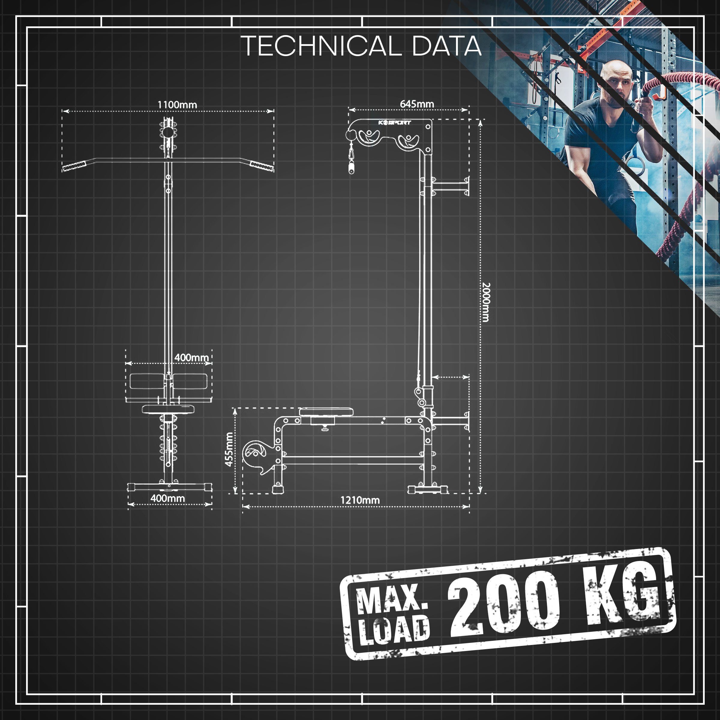 K-SPORT Kraftstation Oberer&unterer Kabelzug mit Sitz, Made in EU!