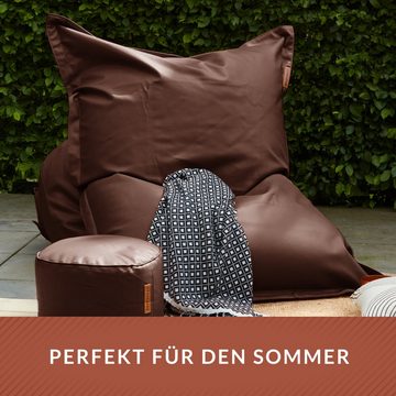 Green Bean Sitzsack XXL inklusive Pouf als Set aus Kunstleder (Indoor & Outdoor, abwaschbarer Bezug, mit), EPS Perlen Füllung ca. 180x140cm - Couch Kissen Riesensitzsack Lounge