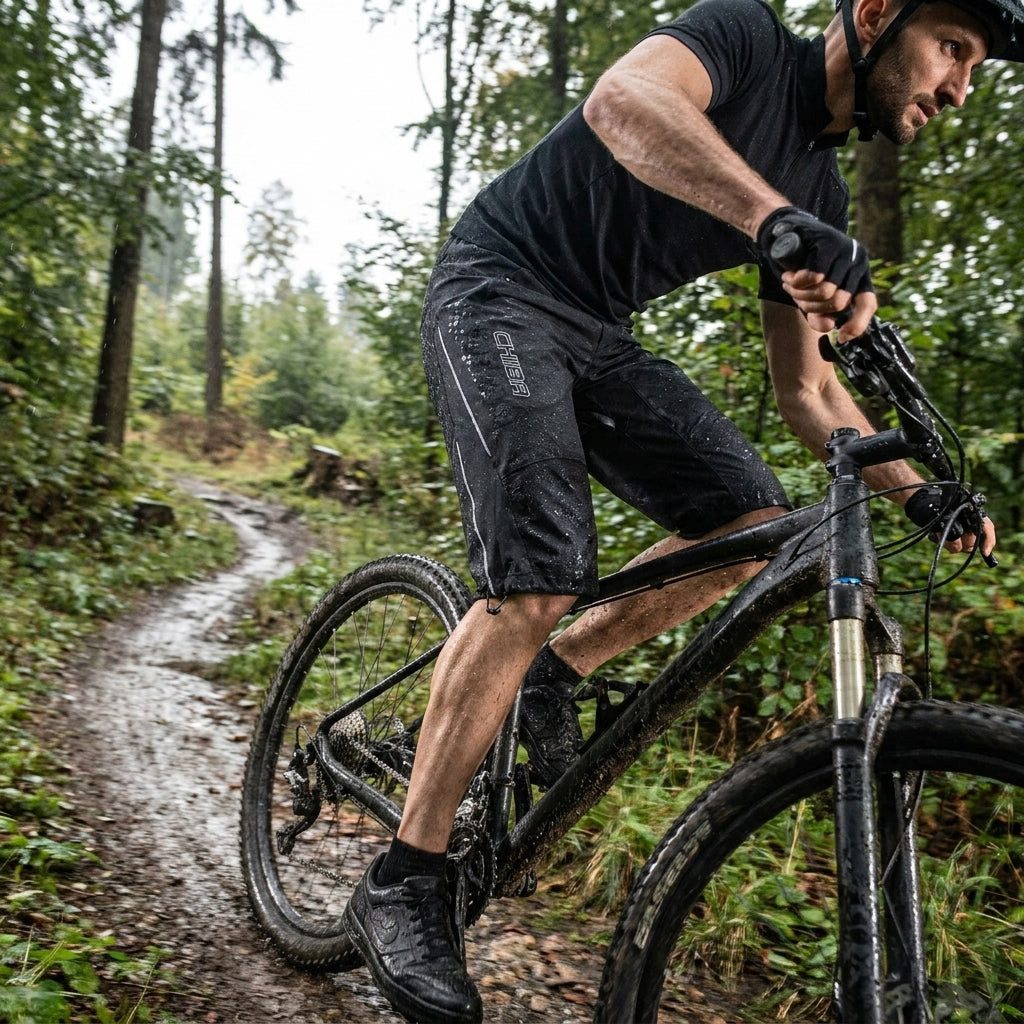 Fahrradhose CHIBA Regenhose kurz - wasserdicht, winddicht, atmungsaktiv, XL, schwa