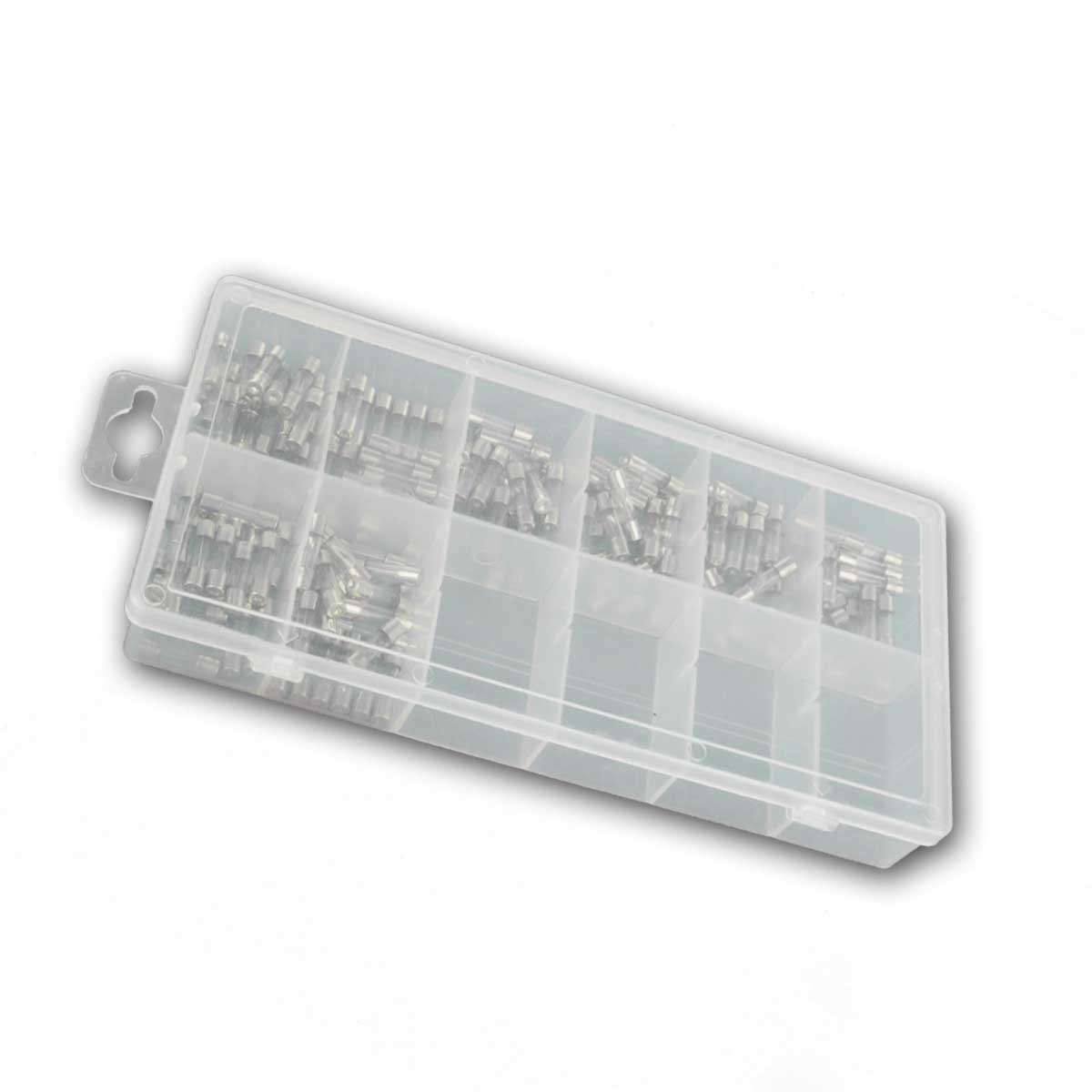 Blanko Sicherungshalter Sicherungen Sortiment, 160 Glassicherungen in Box