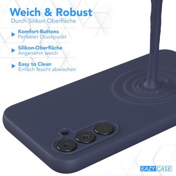EAZY CASE Handyhülle Premium Silikon Case für Samsung Galaxy A54 6,4 Zoll, Handy Softcase Hülle Silikon mit Displayschutz Case Blau / Nachtblau