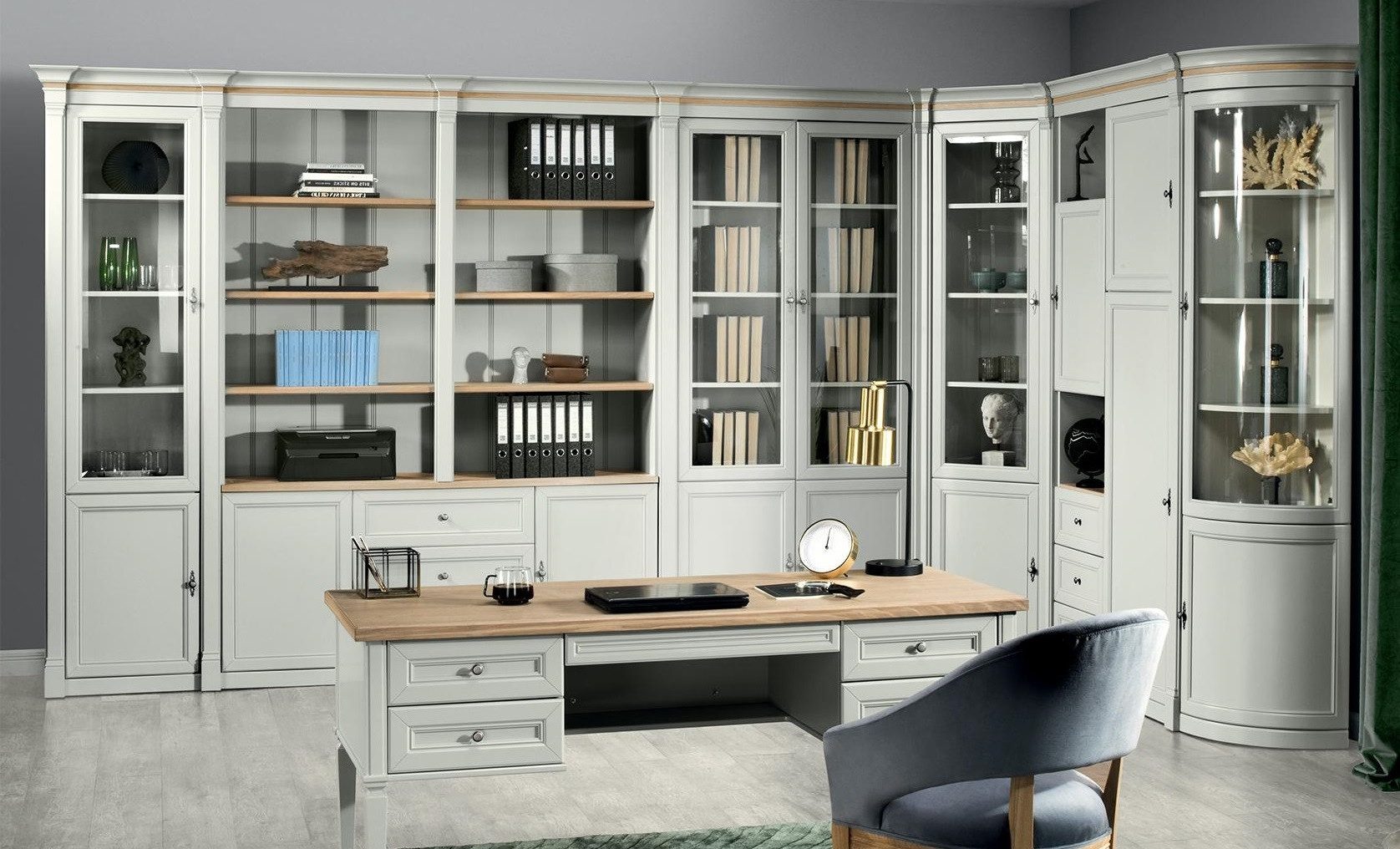 Xlmoebel Eckschrank Luxuriöser Eckschrank aus Holz für elegantes Büroambiente (Eckschrank) Hergestellt in Europa