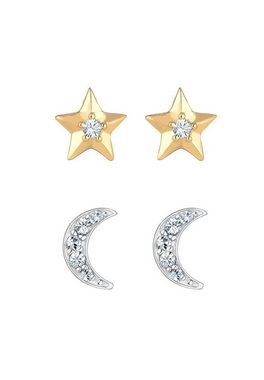 Elli Ohrring-Set Sterne Halbmond Kristalle Silber