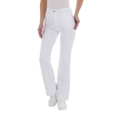Ital-Design Bootcut-Jeans Damen Freizeit Stretch Bootcut Jeans in Weiß