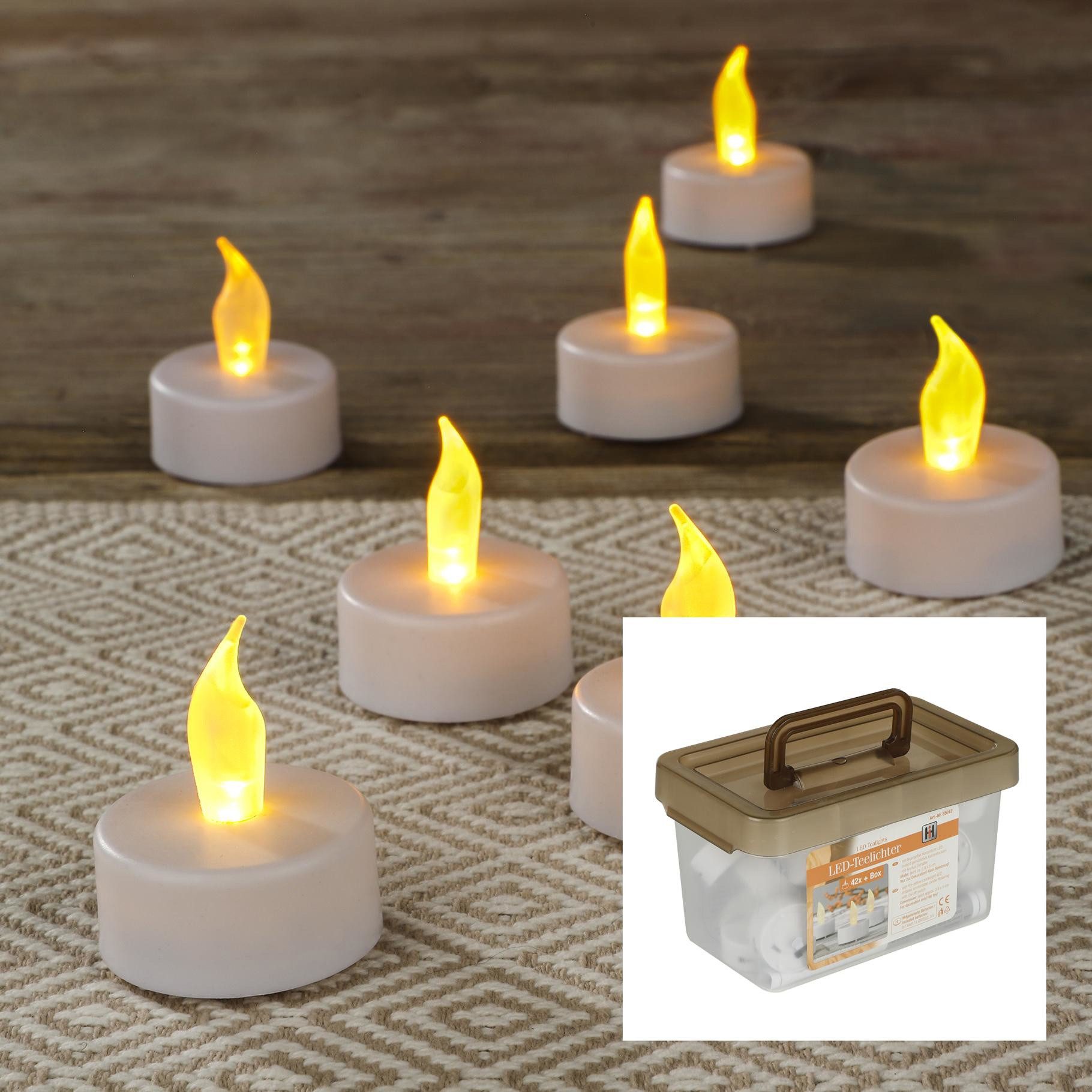 HI LED-Teelichter LED Teelichter Kerzen Set 24 Stk Flammeneffekt Stimmungsbeleuchtung, LED fest integriert