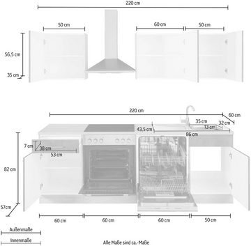 wiho Küchen Küchenzeile Zell, ohne E-Geräte, Breite 230 cm