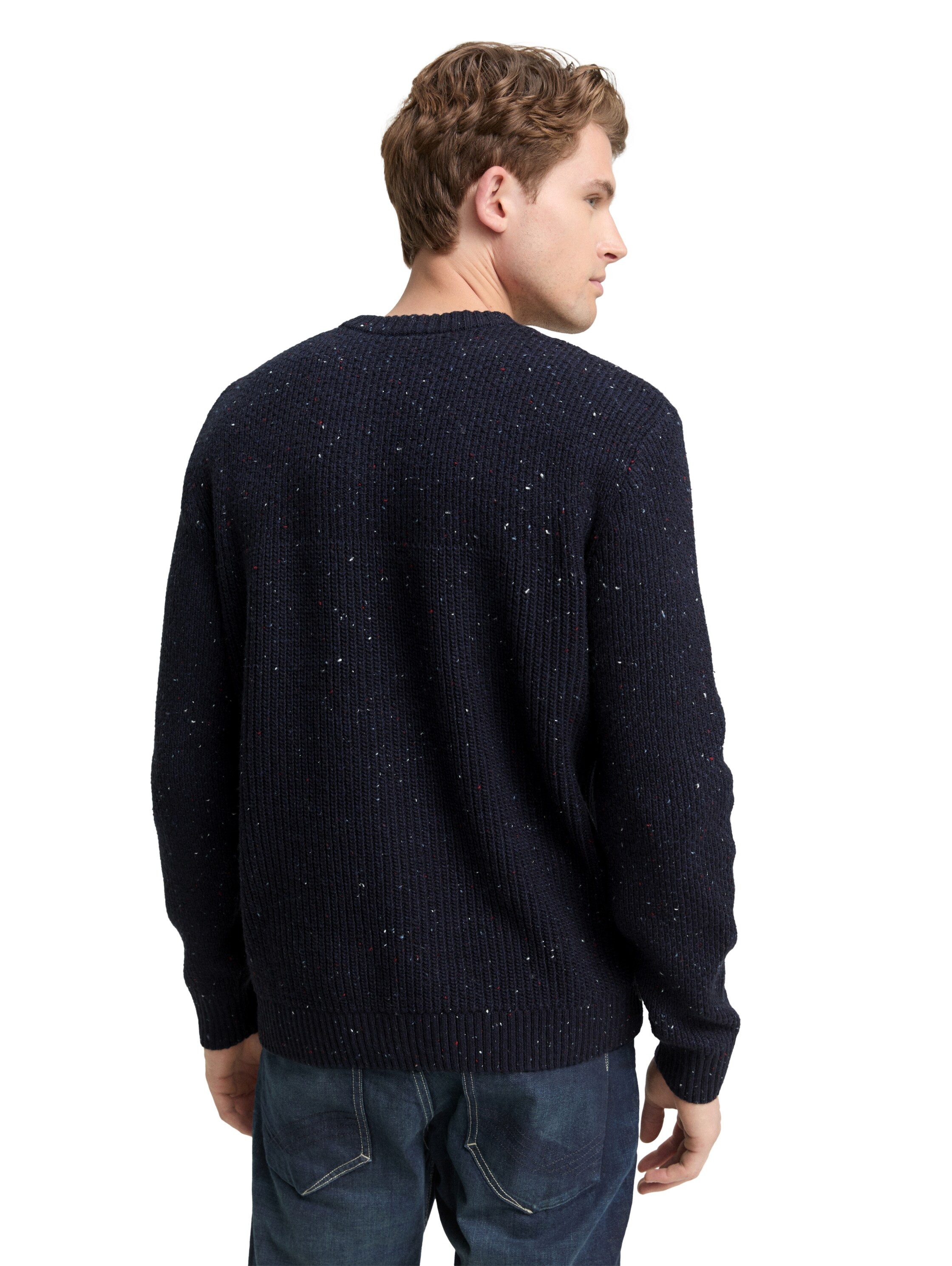 TOM TAILOR Rundhalspullover mit Logo Stickerei