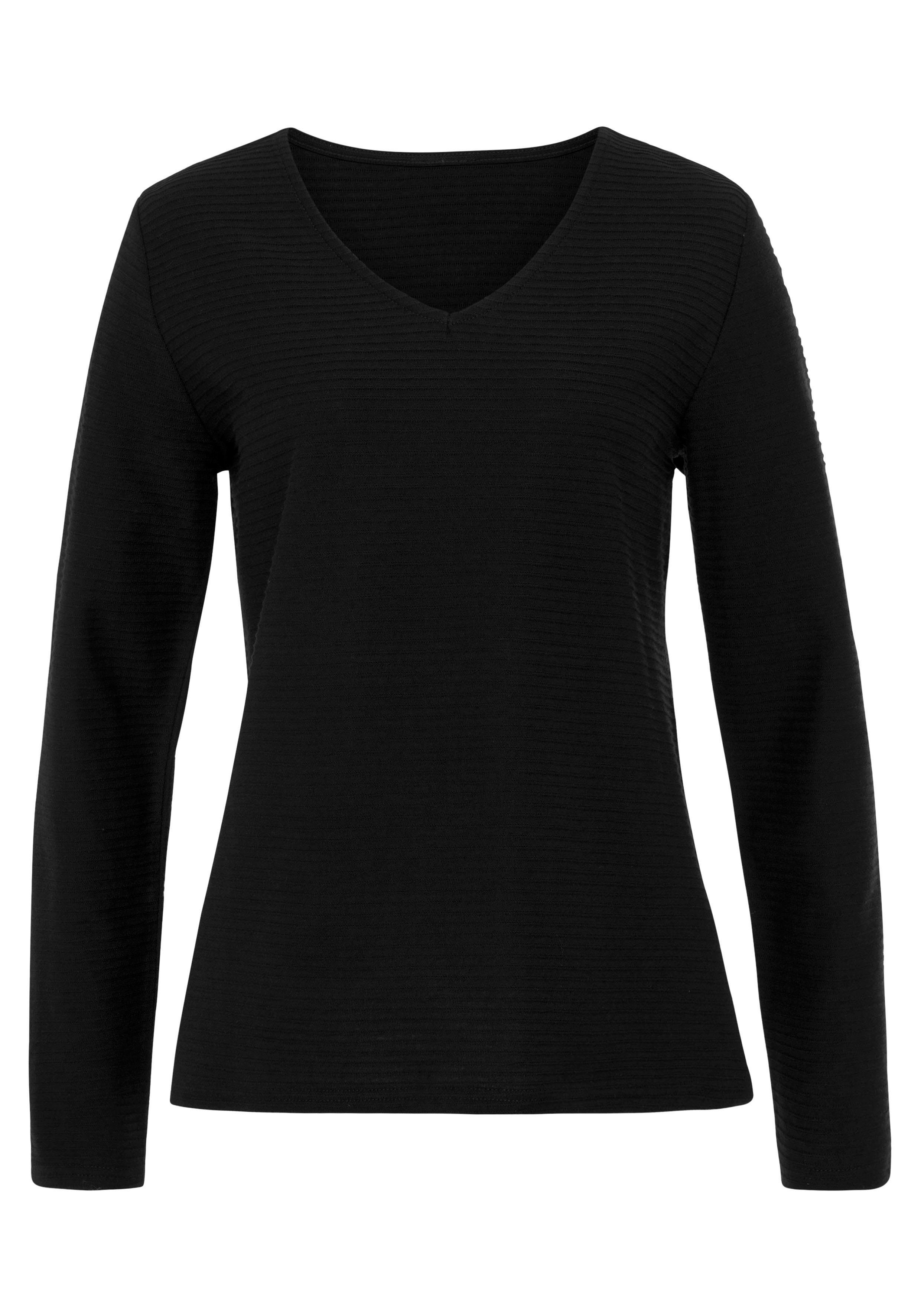 LASCANA Langarmshirt mit Streifenstruktur aus weicher Baumwoll-Qualität. Reduzierter Preis € 19,99. Unverbindliche Preisempfehlung € 29,99, (€ 19,99 pro 1 Stk)