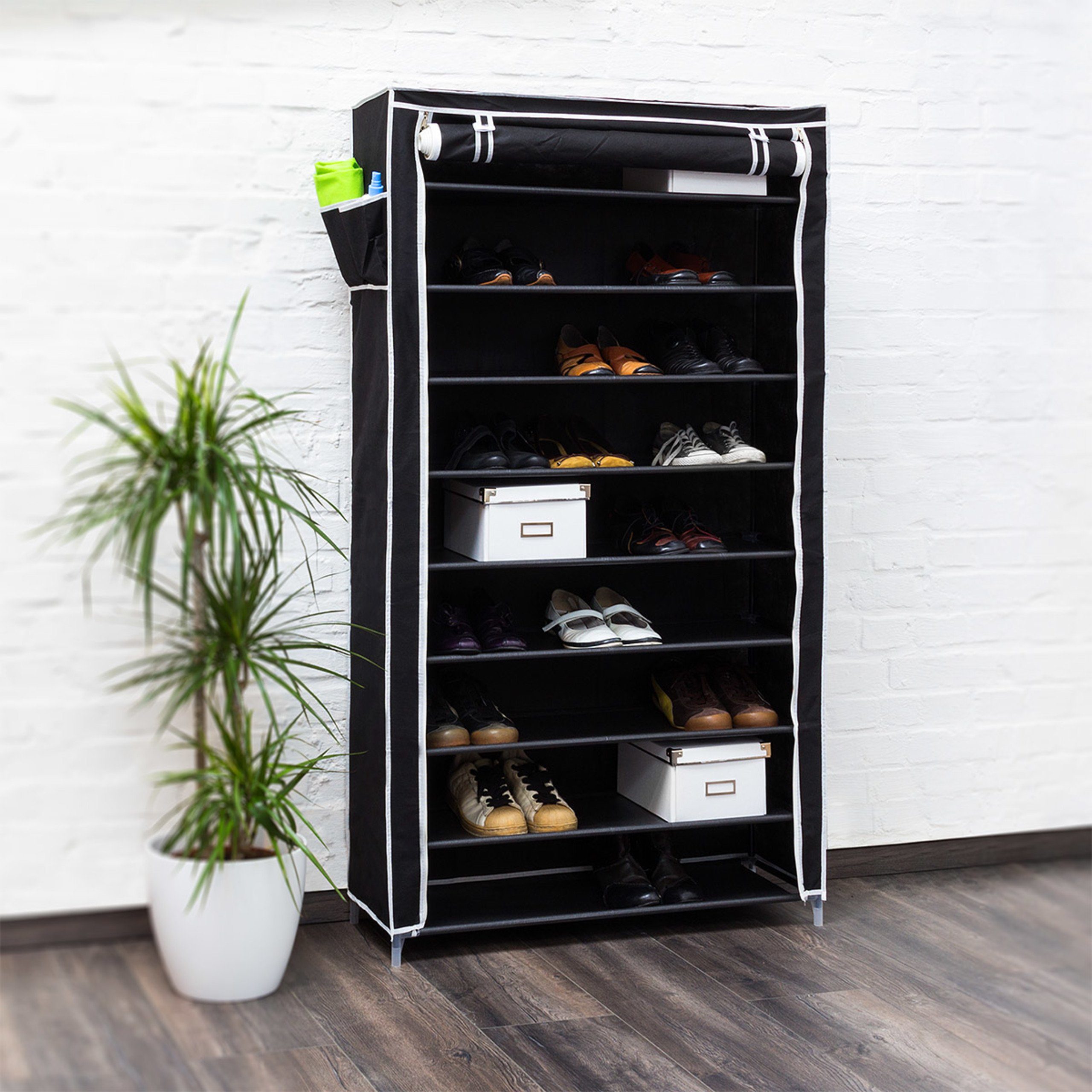 relaxdays Schuhschrank VALENTIN hoch Schwarz günstig online kaufen
