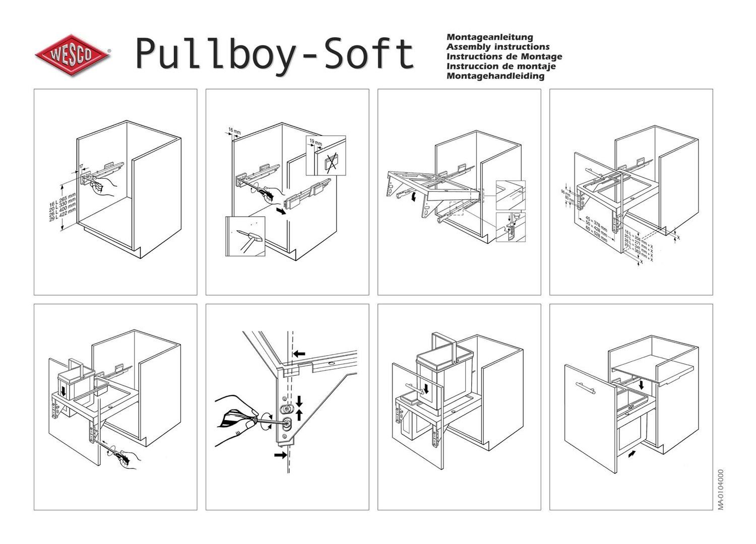 45 Einbau Eimer Mülleimer Liter Pullboy WESCO Müll Wesco Soft Abfallsammler Abfall 16