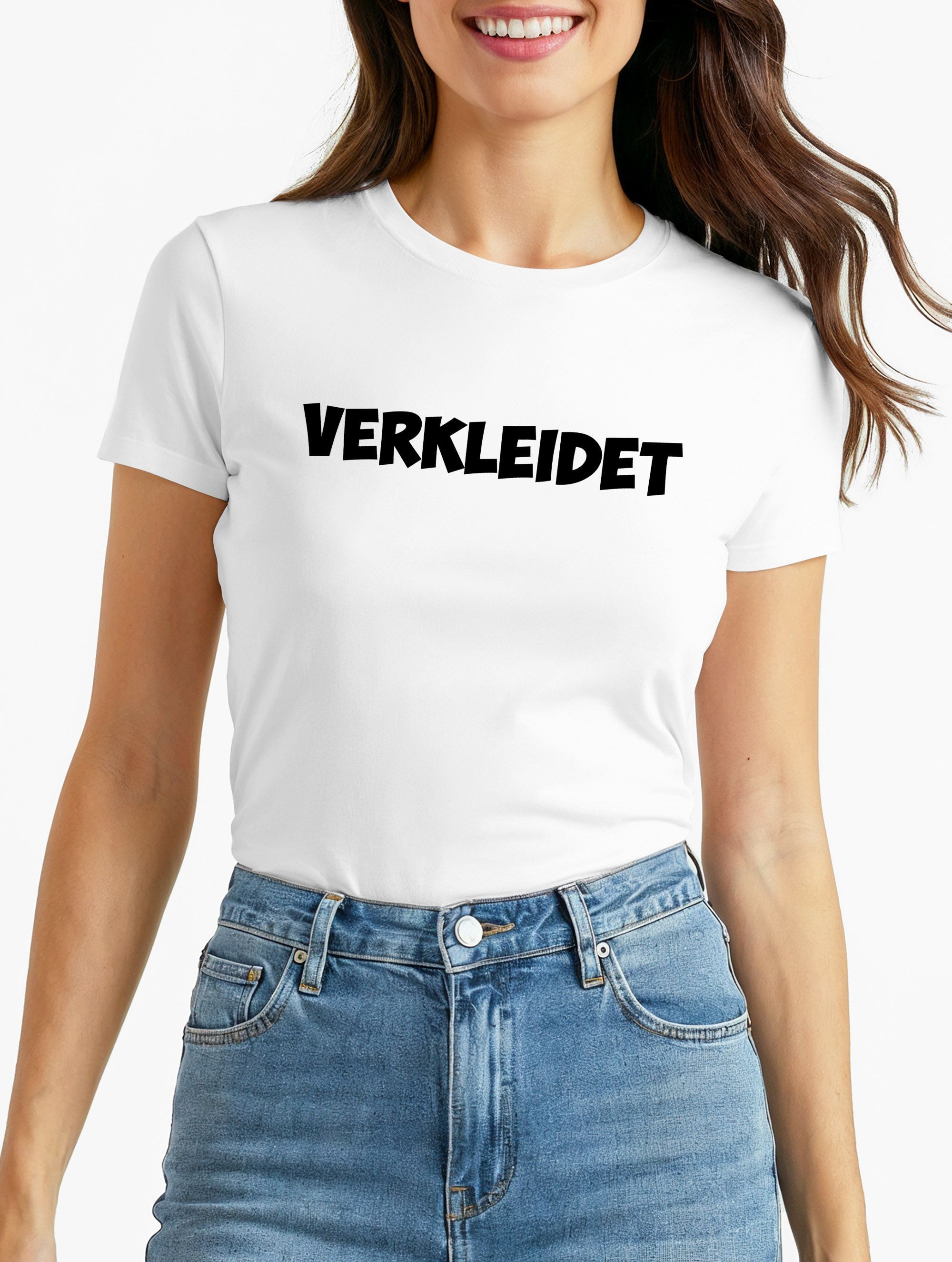Print-Shirt Damen T-Shirt Verkleidet Fasching Fastnacht Kostüm Karneval