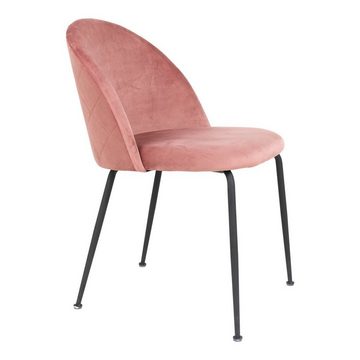 House Nordic Esszimmerstuhl Geneve Dining Chair – Esszimmerstuhl aus Samt, rosa mit schwarzen B...