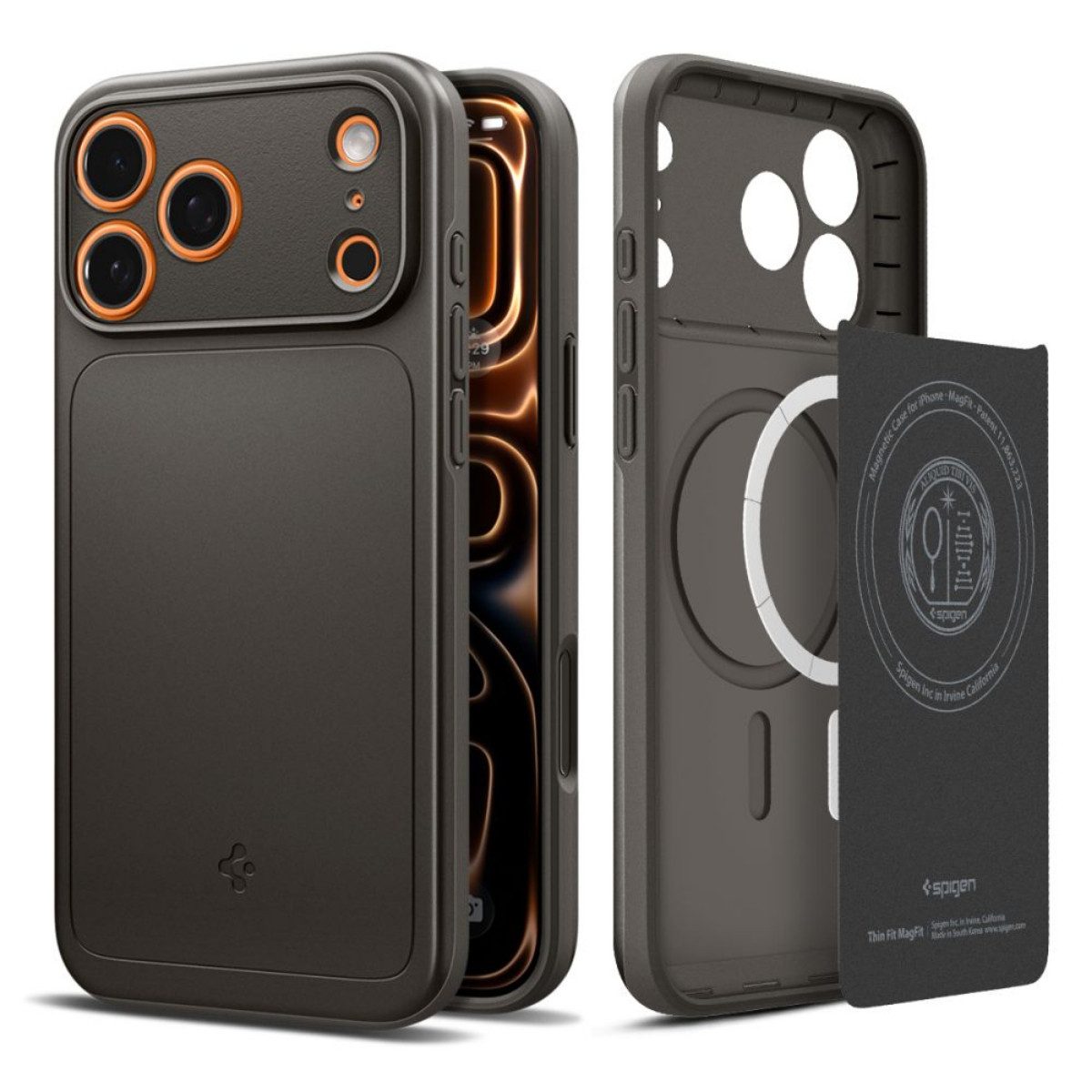 Spigen Handyhülle Thin Fit mit Magnetfunktion Kompatibel mit iPhone 17 Pro Max Grau 6,9, Ultradünn mit integrierter Magnetfunktion für minimalistischen Schutz