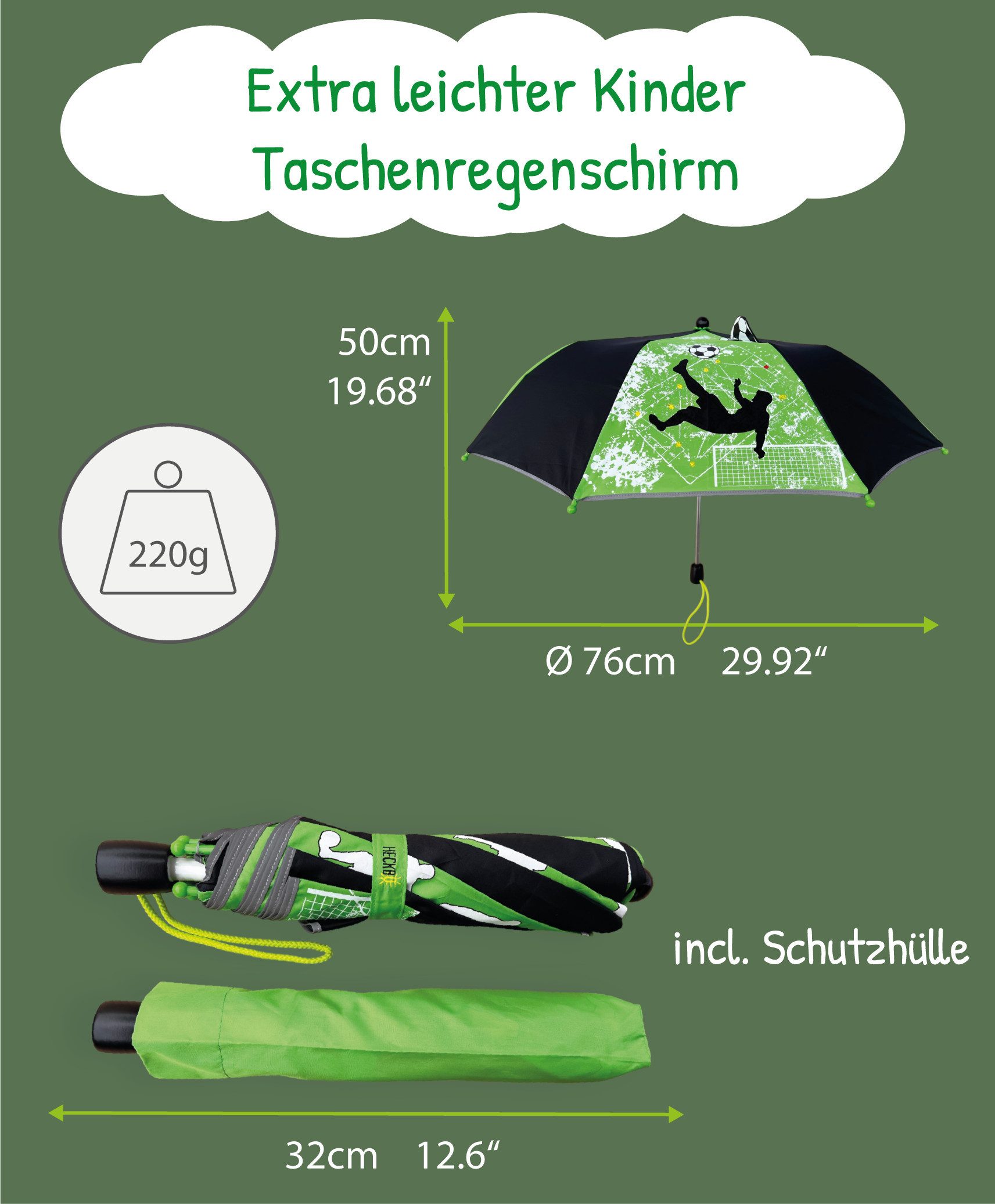HECKBO Taschenregenschirm Magic Kinder Jungen Mädchen Regenschirm wechselt bei Regen die Farbe, mit Reflektoren an der Seite