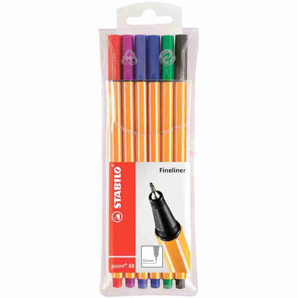 STABILO Fineliner STABILO point 88 Fineliner 0,4 mm, (Packung, STABILO point 88 Fineliner 0,4 mm), lichtbeständig: Ja