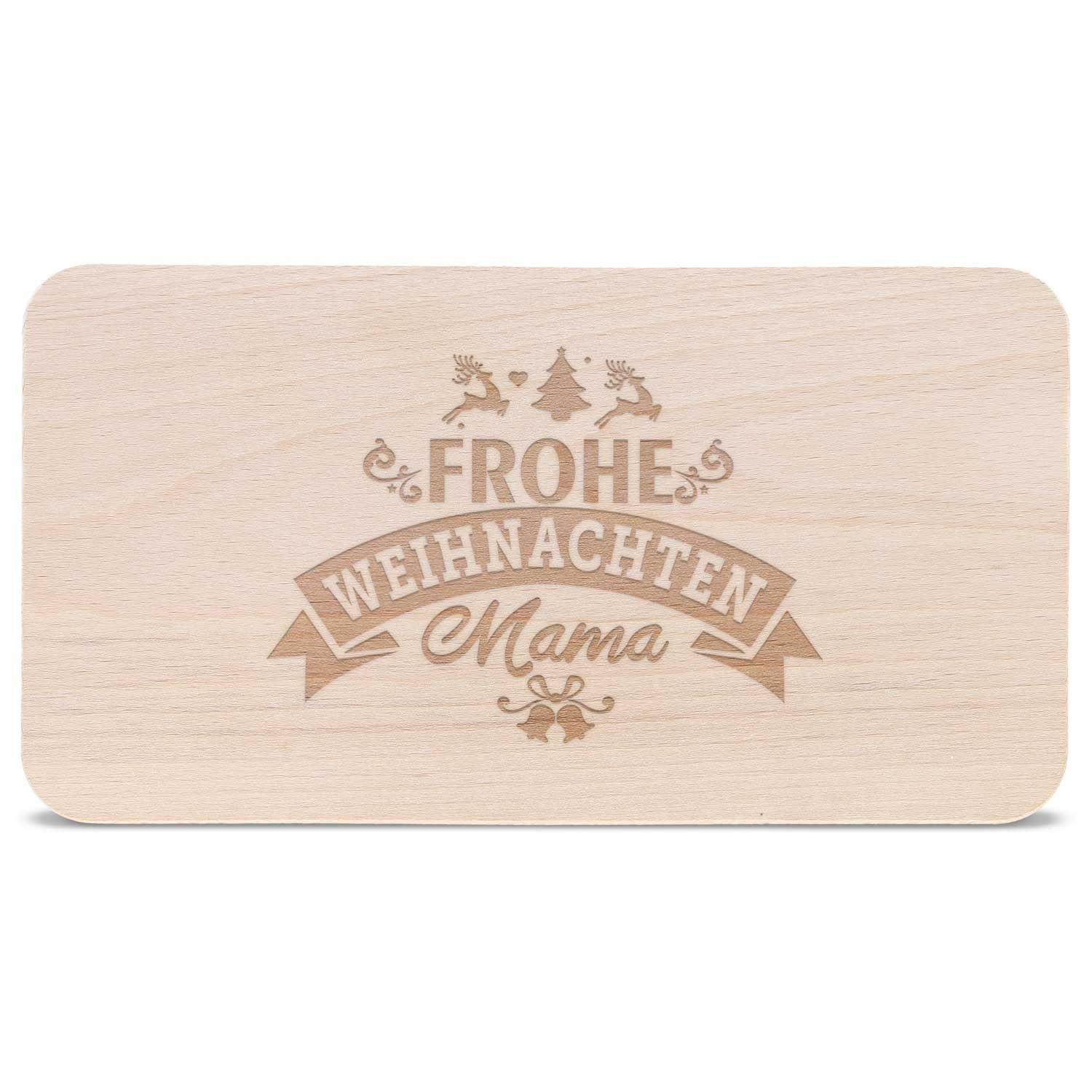 GRAVURZEILE Schneidebrett Доски для завтраков aus Holz mit Gravur - Frohe Weihnachten Mama, Weihnachtsdeko - Geschenke für Kinder Jungen und Mädchen, Zu Weihnachten als Geschenk zum Wichteln und Nikolaus