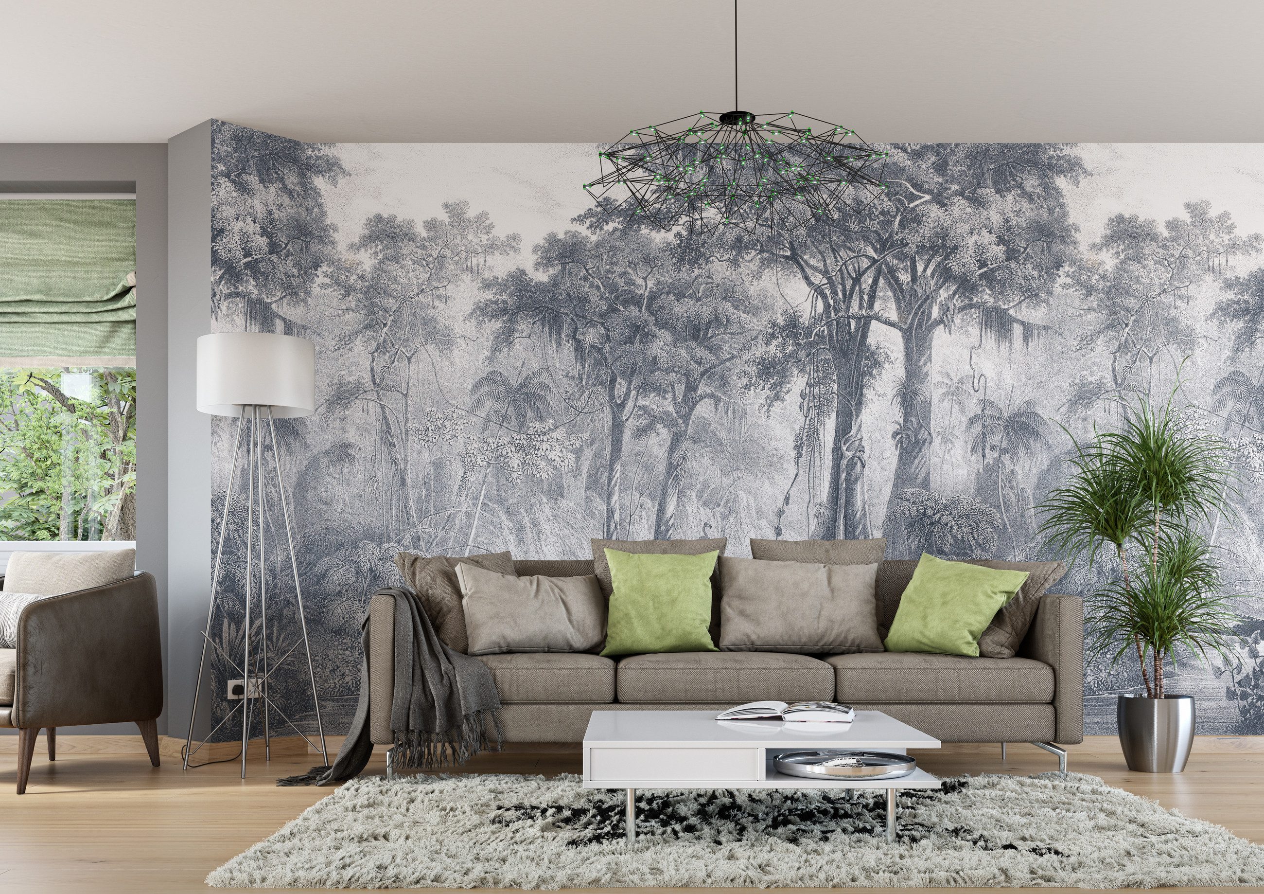 Rasch Fototapete Landschaftsmotiv - Vliestapete Weiß Creme, Vintage-Optik, (1 Rolle, 1 St., Kollektion 'Curiosity' - 2,65 m x 3,18 m), gute Lichtbeständigkeit, waschbeständig, restlos abziehbar