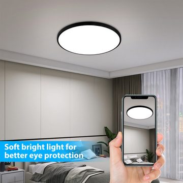 BlingBin LED Deckenleuchte 64W LED Deckenlampe Badezimmer Lampe Ultraflach Panel, Fernbedienung, LED fest integriert, Weißes Licht, Warmes Licht, Tageslichtweiß, für Flur Schlafzimmer Balkon Keller, mit Fernbedienung