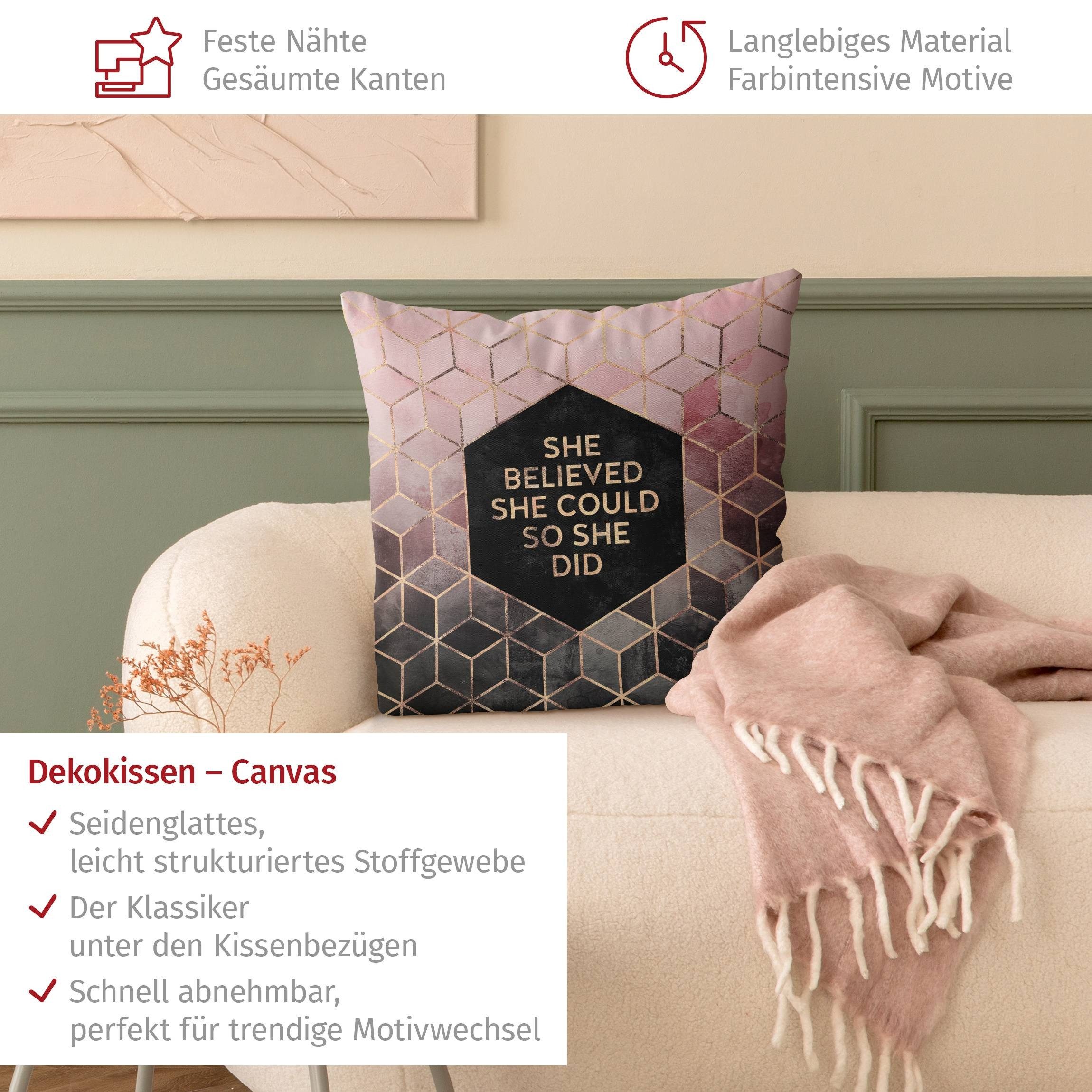 Bilderdepot24 Dekokissen drinnen Kissenhülle/ Sofakissen/ Zierkissen Kissenhülle gold Sprüche A, Bezug Aquarell mit / ohne Füllung Zierkissen Outdoor Sofa Bett