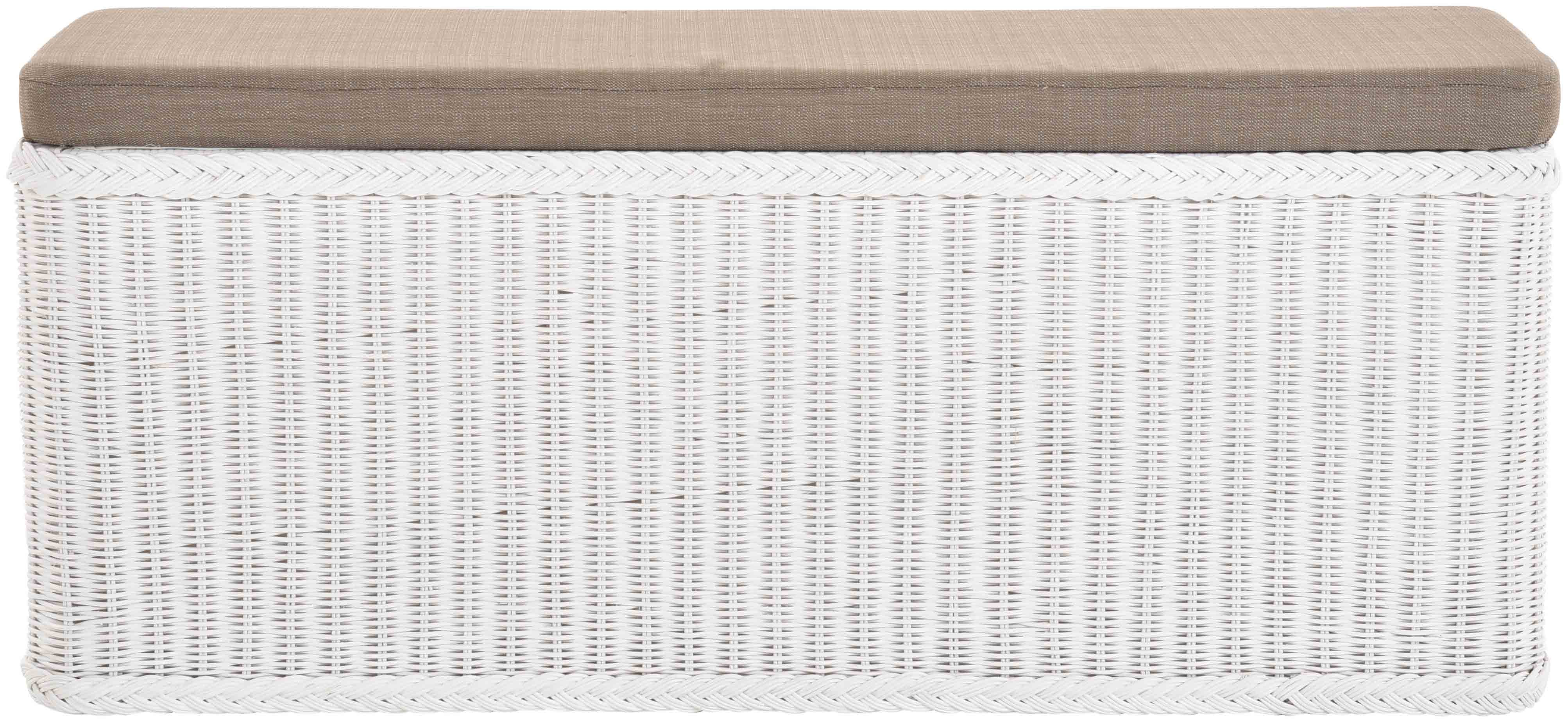 Krines Home Sitztruhe Breiter Rattan Wäschekorb 115cm mit Deckel Wäschetruhe XXL Sitzbank, schmal Flur Bank Sitzhocker Wäschesammler Sitz-Truhe Natur Rechteckig