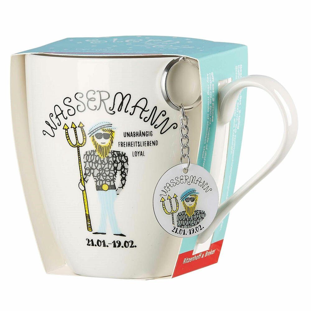 Ritzenhoff & Breker Becher Astro Wassermann, 1-tlg., Porzellan, mit Schlüsselanhänger
